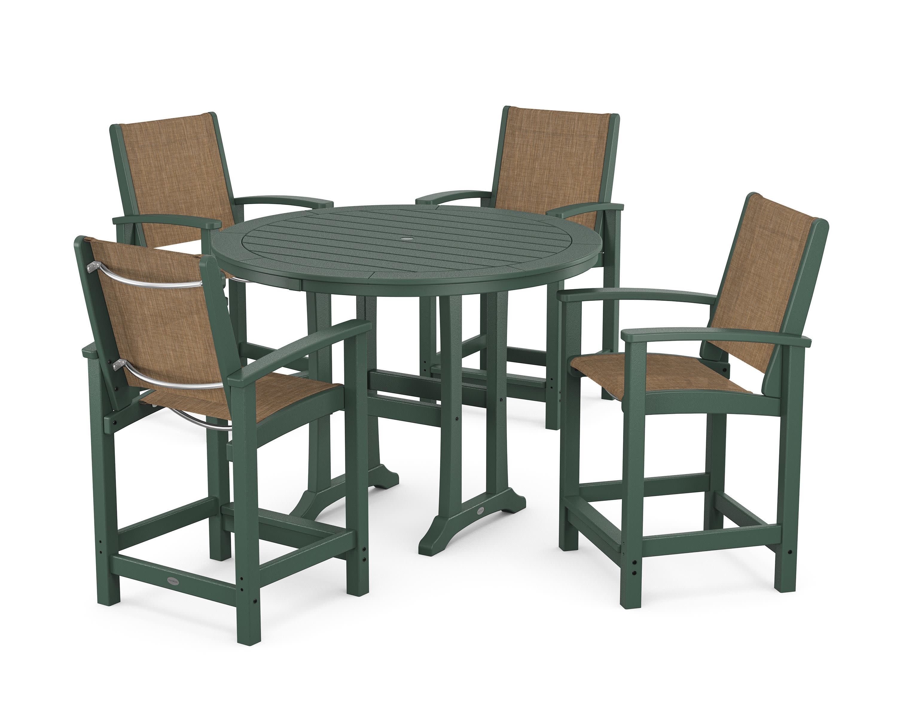 Coastal 5-Piece Counter Set in Green / Burlap Sling