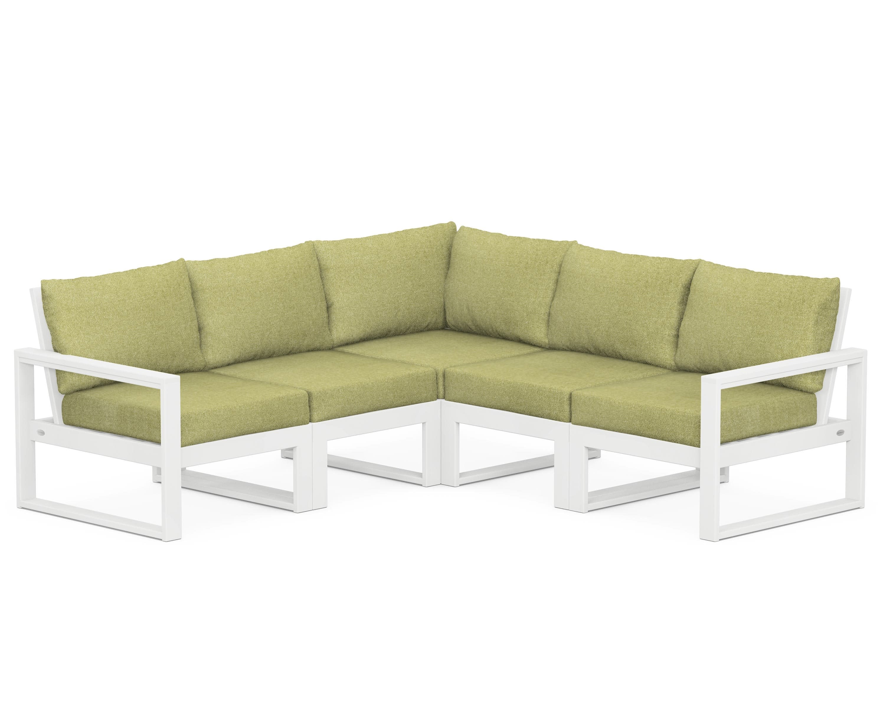 EDGE 5-Piece Modular Deep Seating Set in White / Chartreuse Boucle