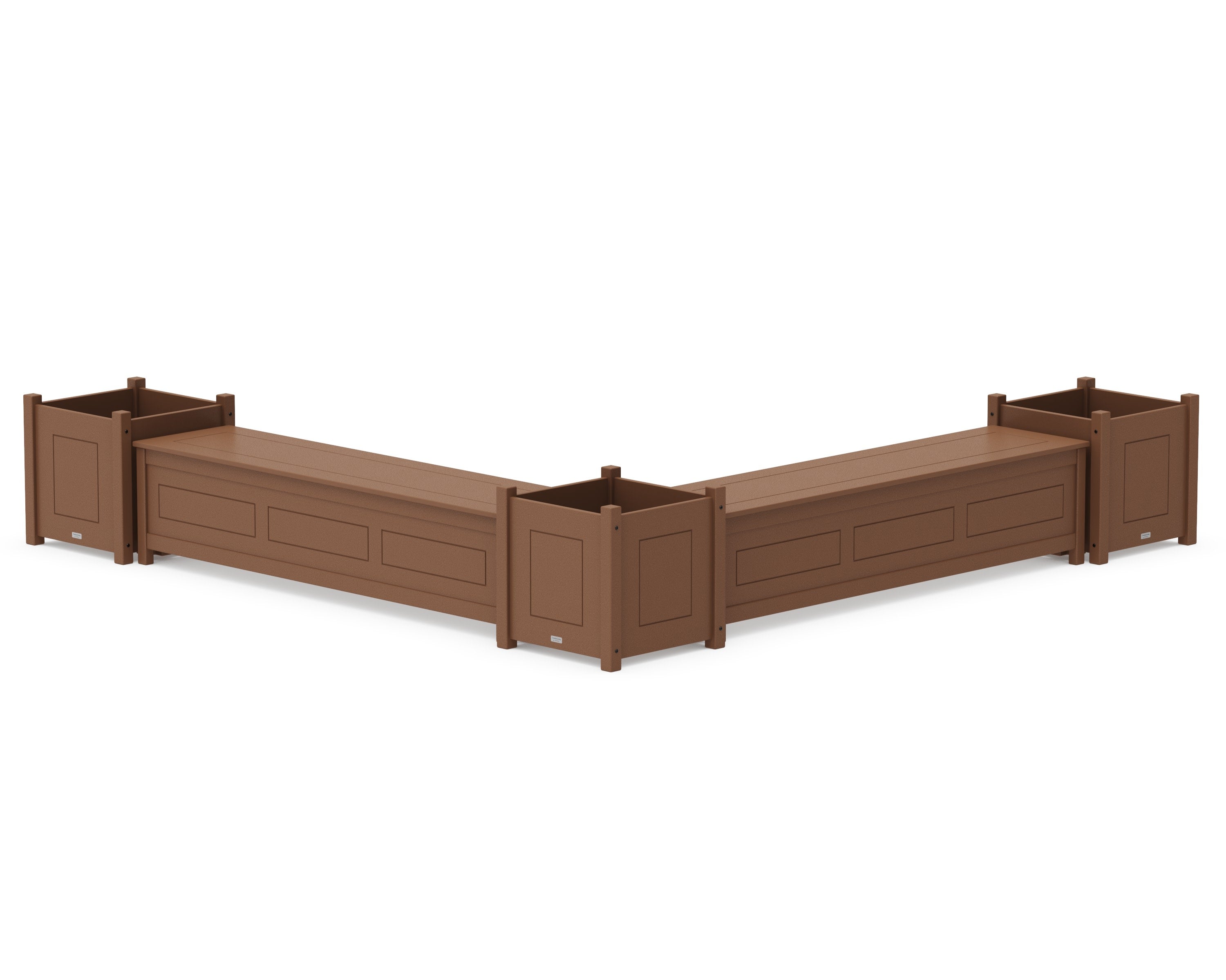 72" Country Living L- Shaped Planter Storage Bench Corner Set- Large in Teak