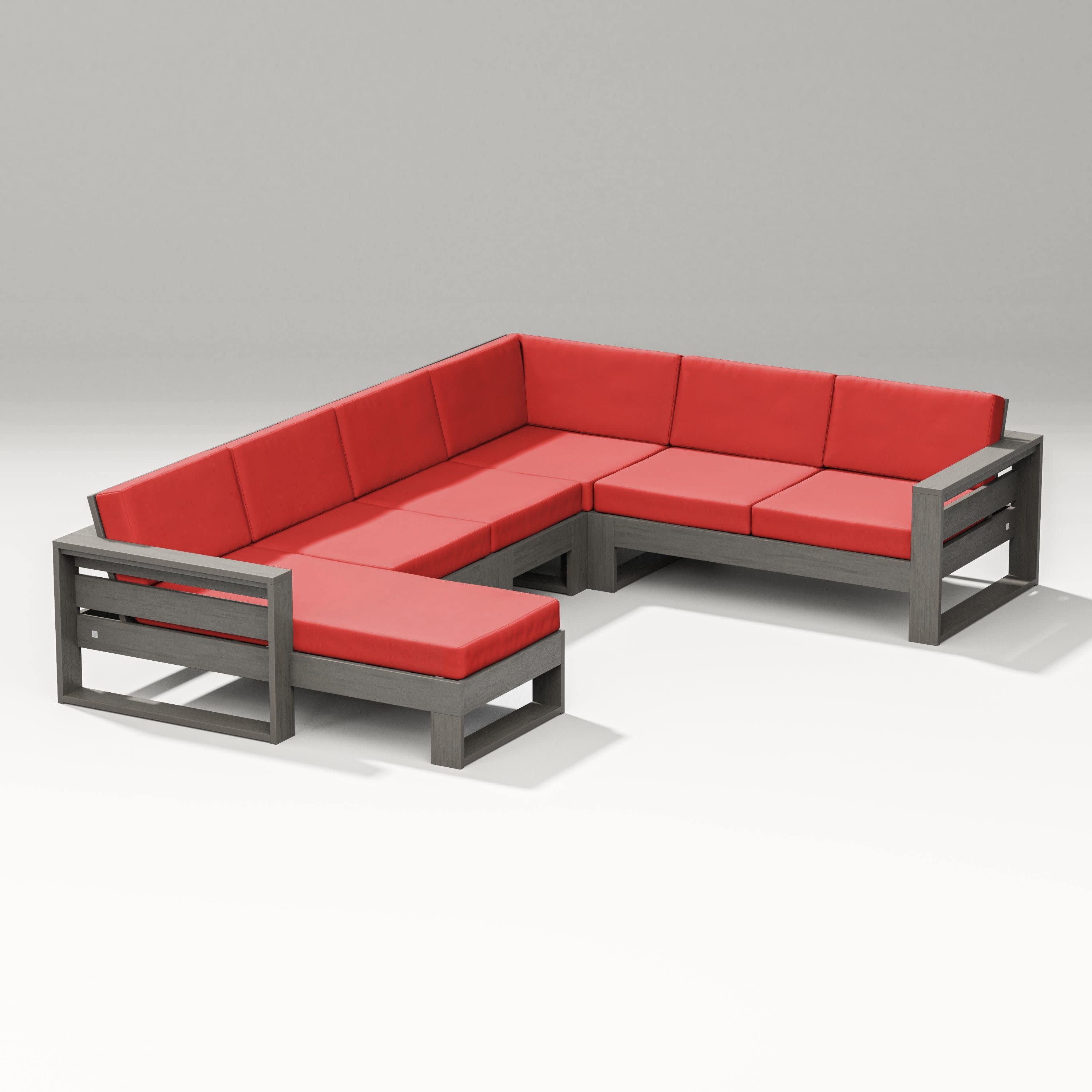 Latitude Corner Sectional with Left Chaise in Driftwood / Crimson Linen