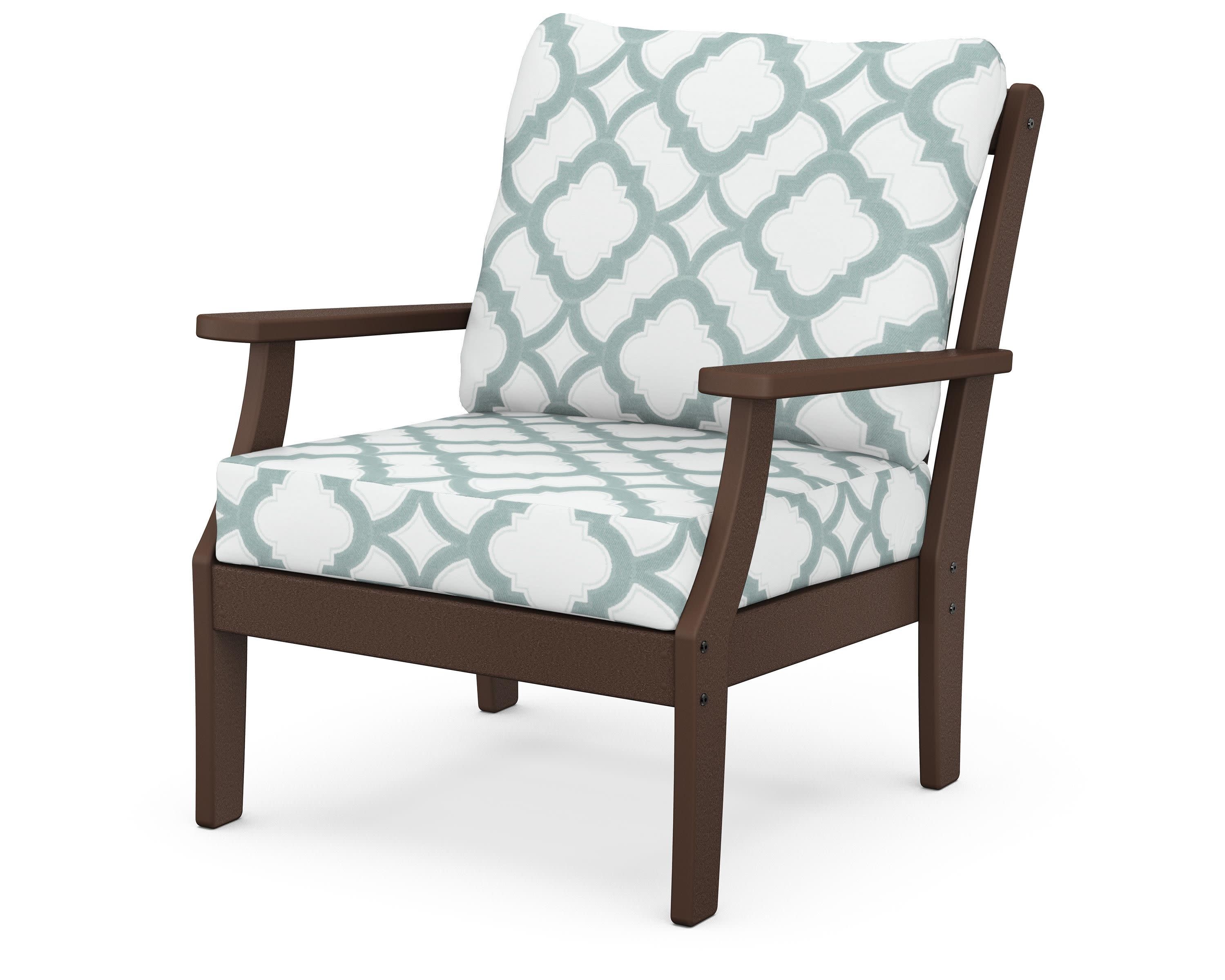 Braxton Deep Seating Chair in Mahogany / Trellis Glacier Spa