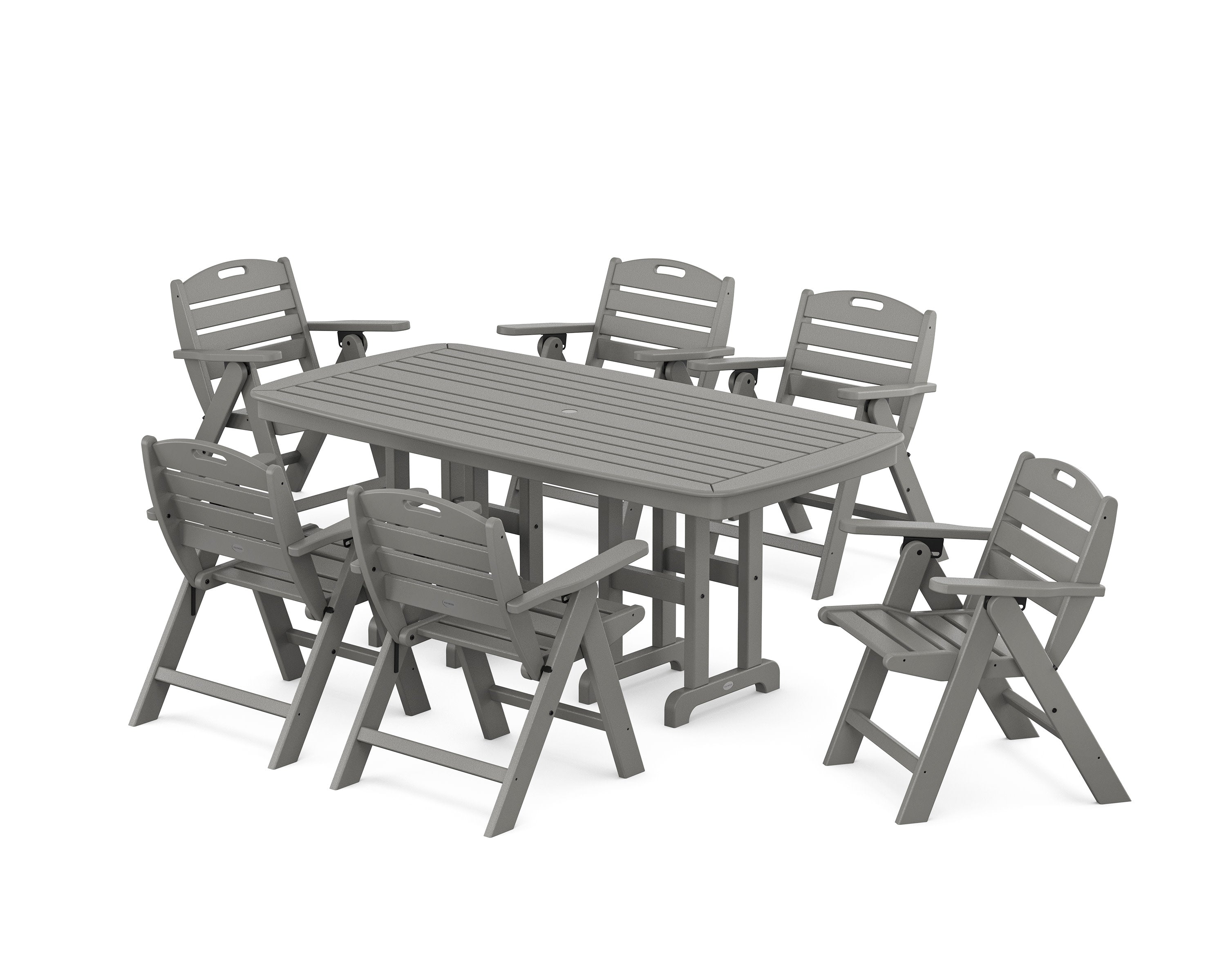 Nautical Lowback 7-Piece Dining Set in Slate Grey