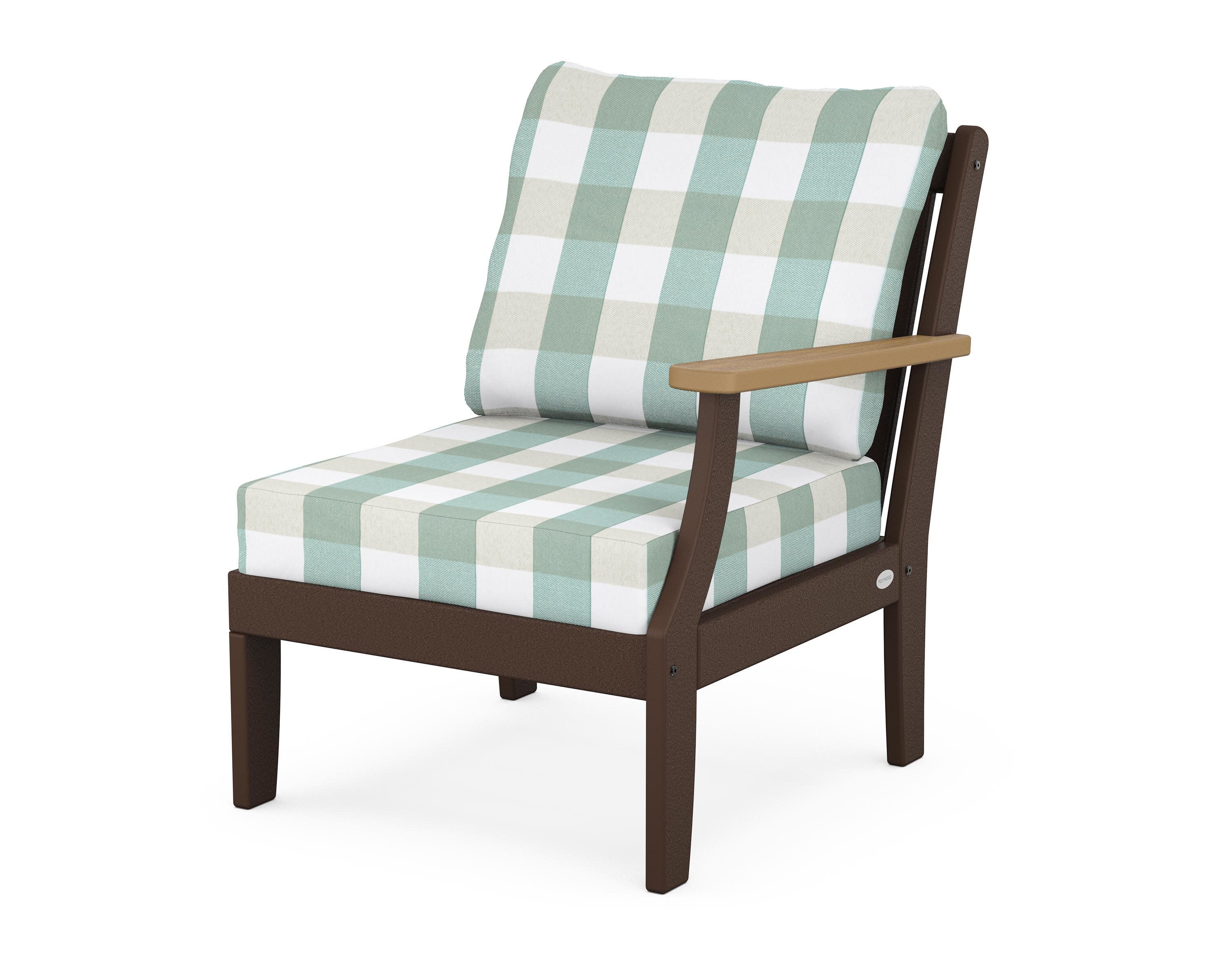 Braxton Modular Right Arm Chair in Mahogany / Natural / Buffalo Plaid Glacier Spa