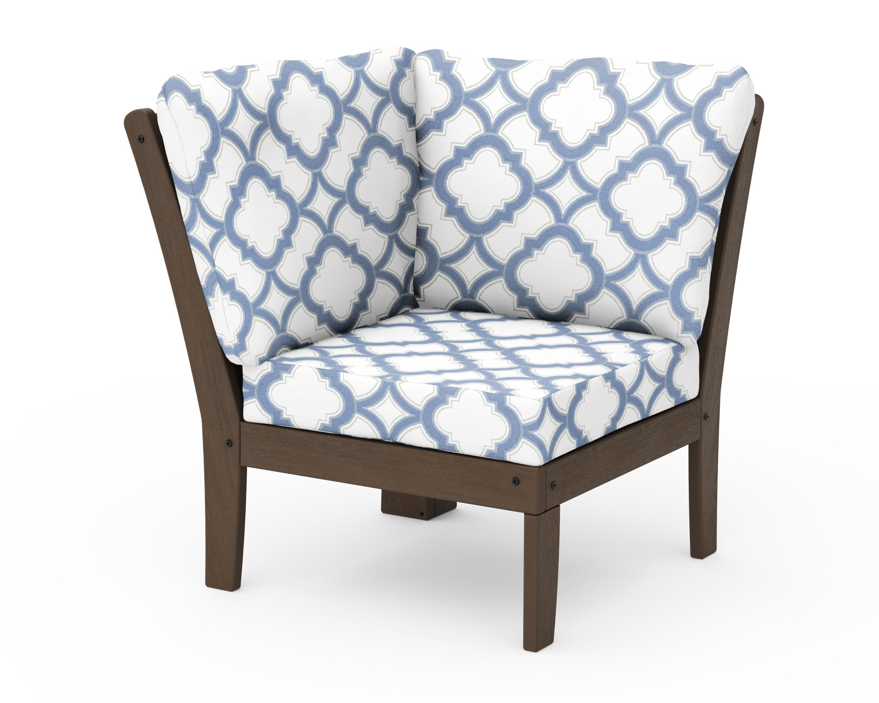 Braxton Modular Corner Chair in Kona / Trellis Sky Blue