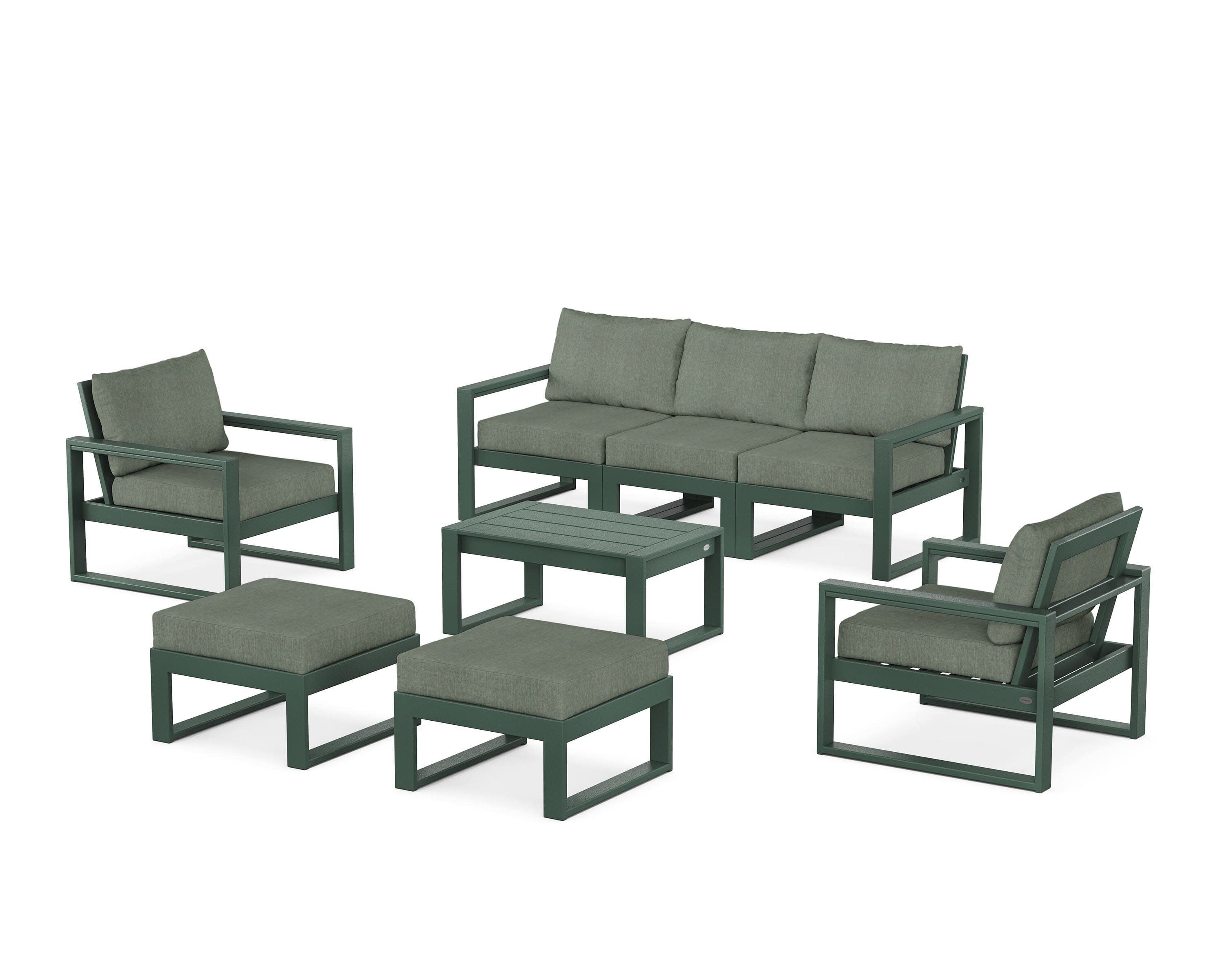 EDGE Sectional 8-Piece Lounge Sofa Set in Green / Cast Sage