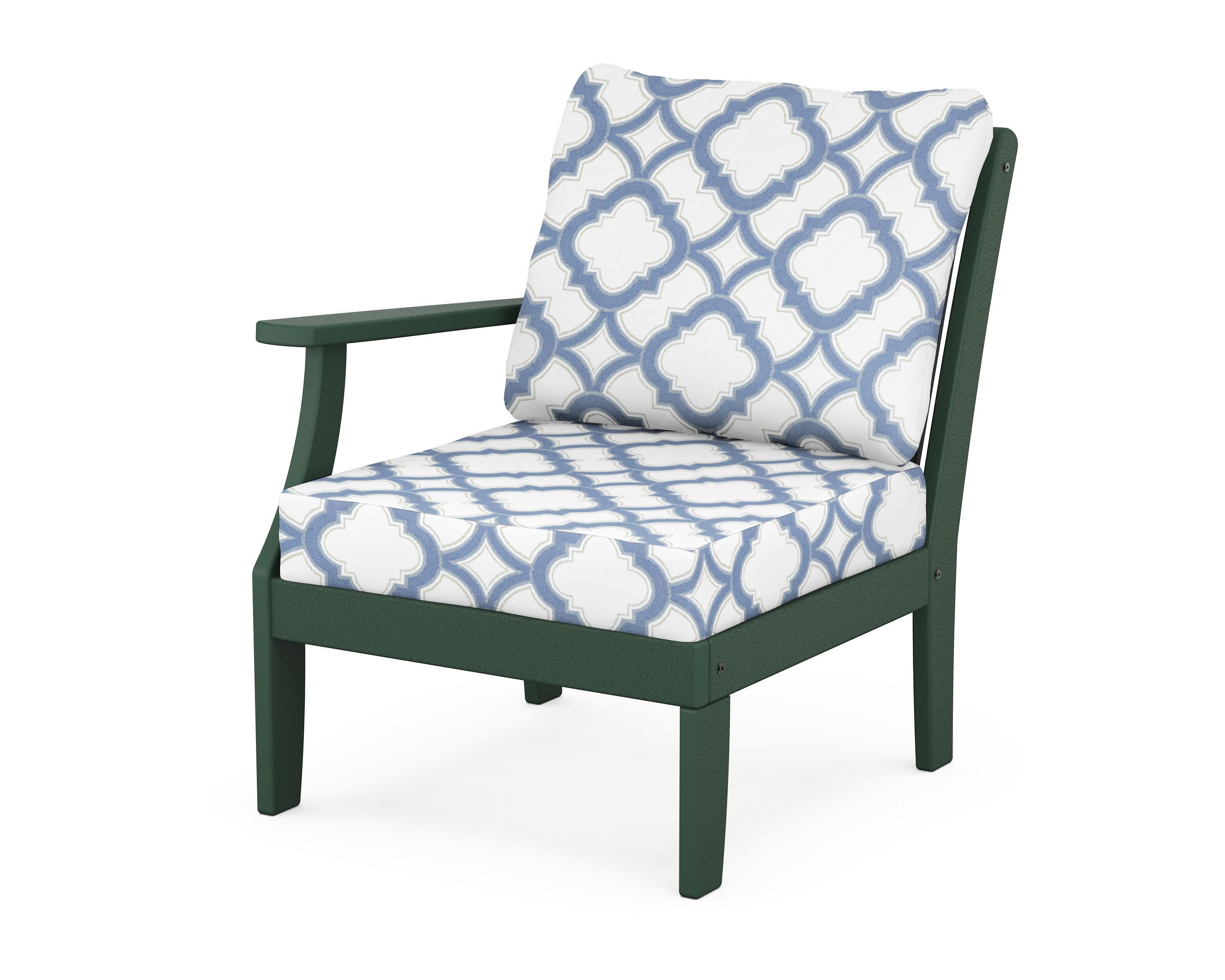 Braxton Modular Left Arm Chair in Green / Trellis Sky Blue