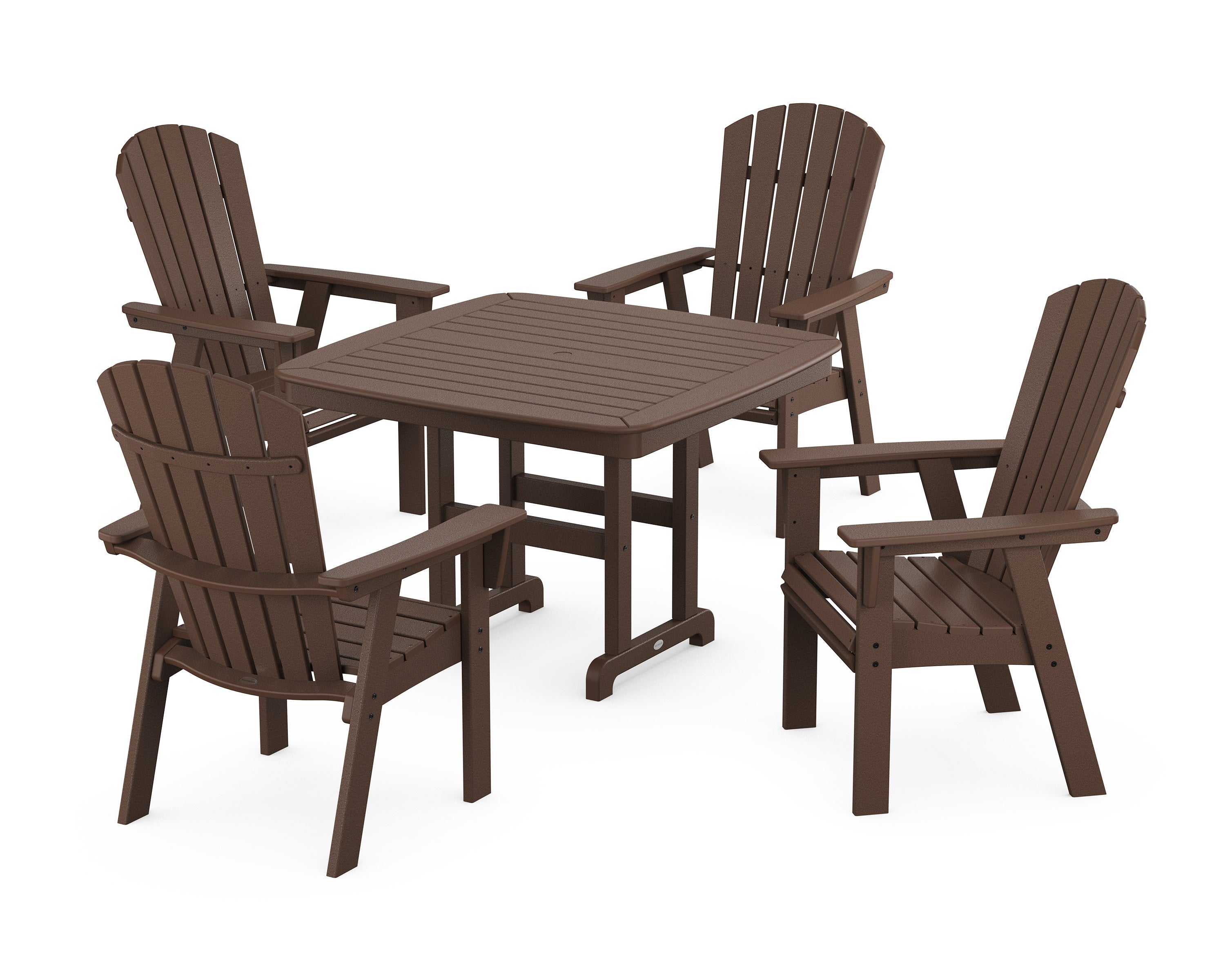 Nautical Curveback Adirondack 5-Piece Dining Set in Mahogany