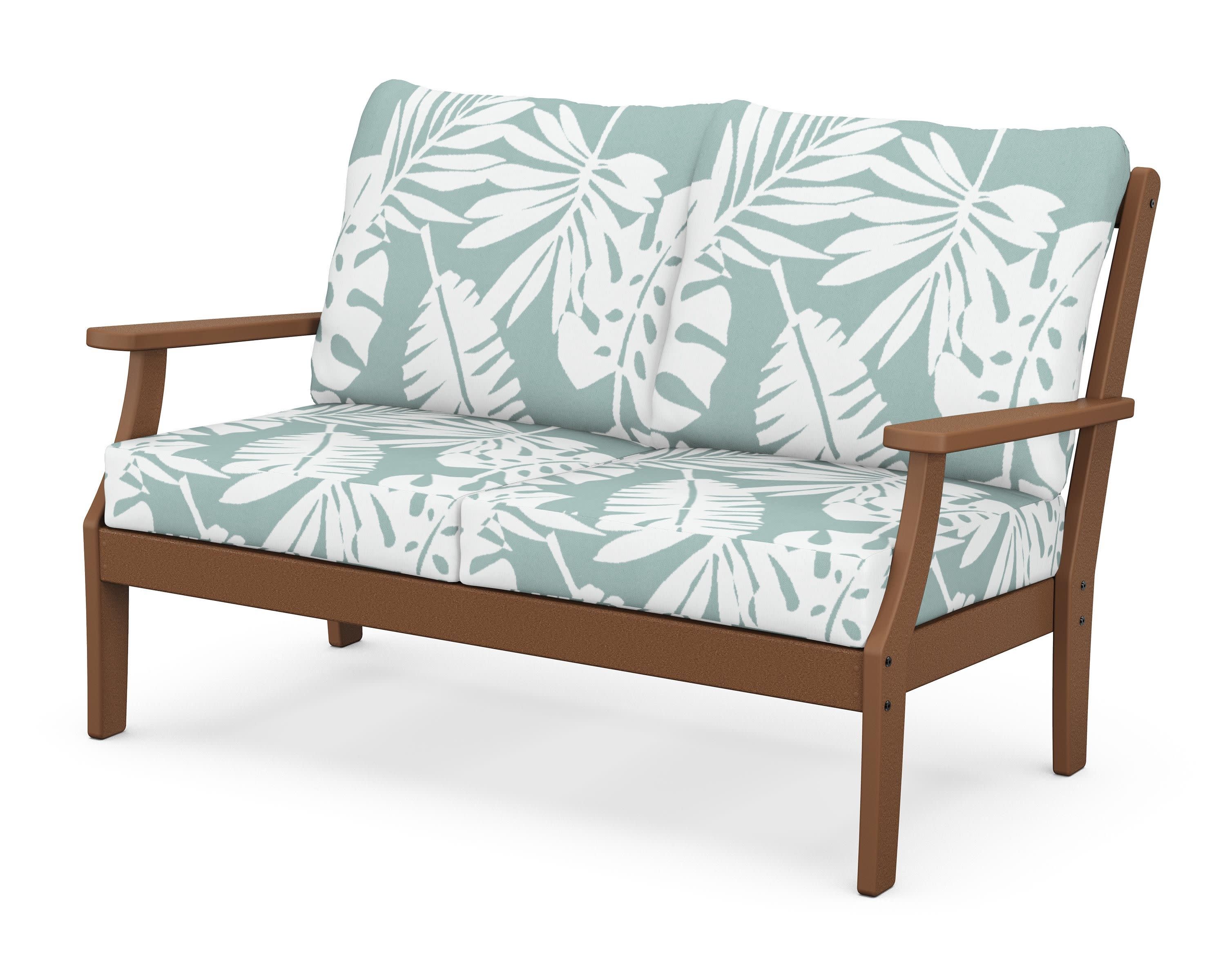 Braxton Deep Seating Loveseat in Teak / Leaf Glacier Spa