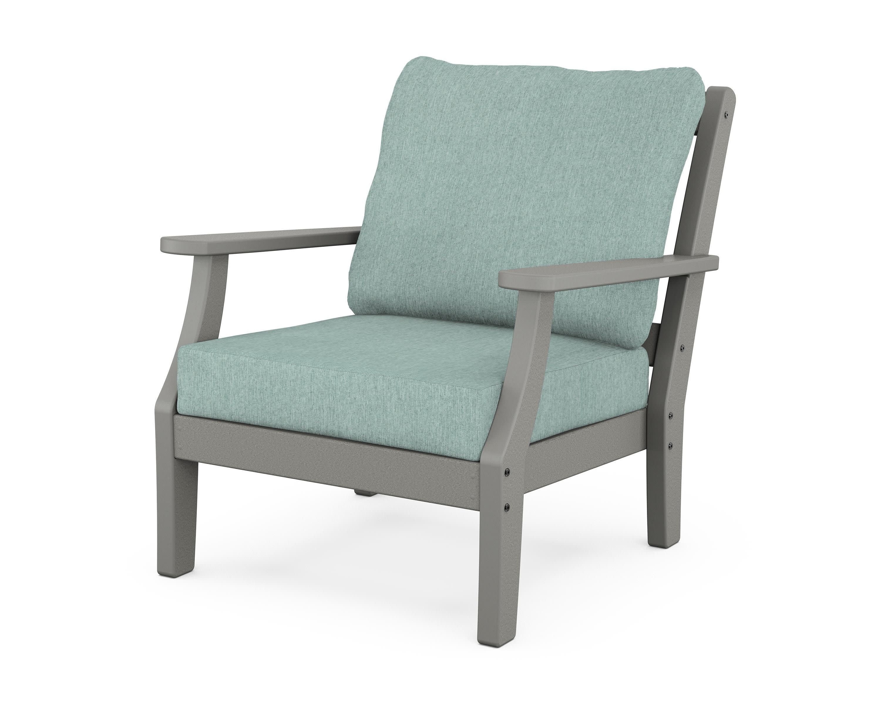 Chinoiserie Deep Seating Chair in Slate Grey / Glacier Spa