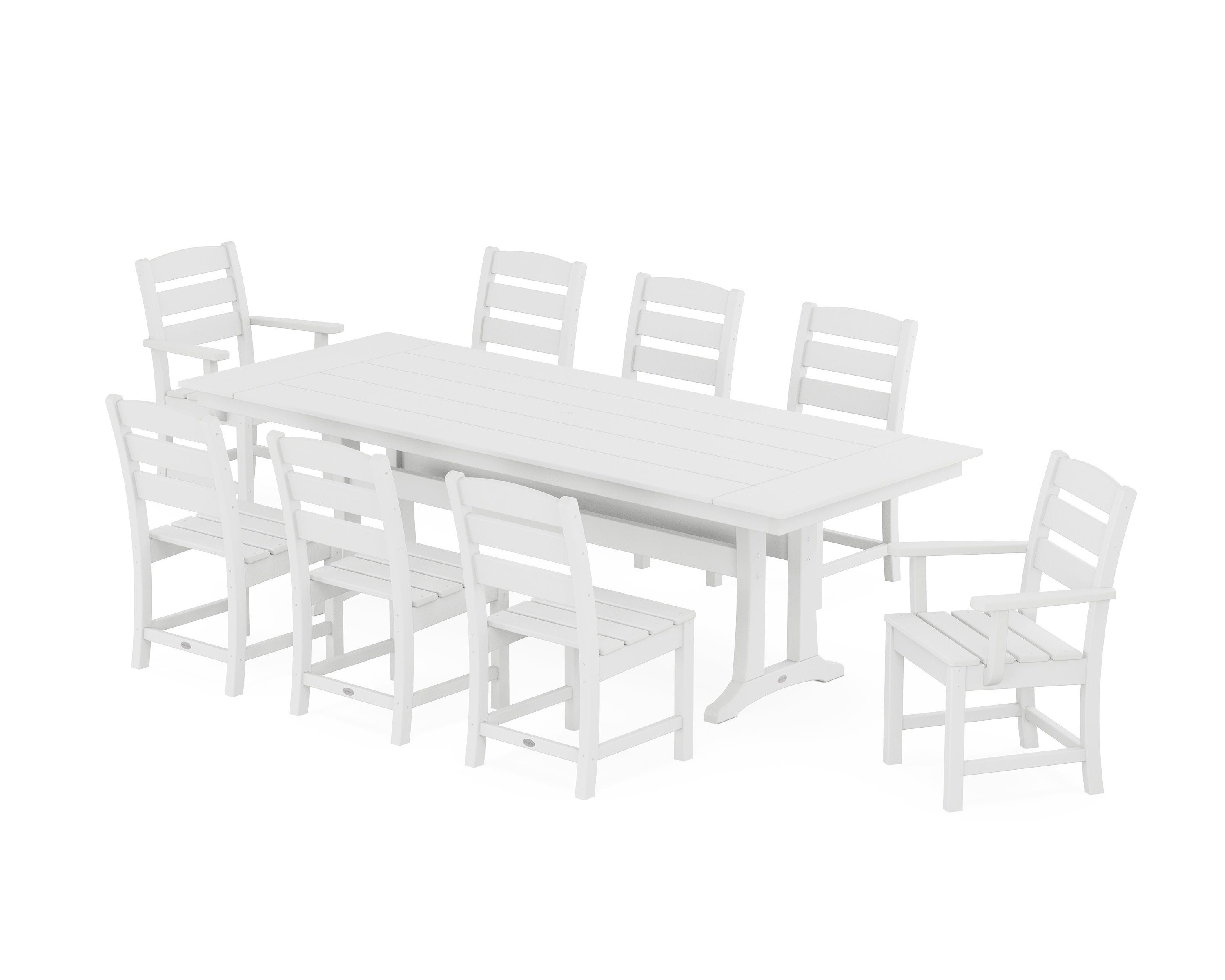 Lakeside 9-Piece Farmhouse Dining Set with Trestle Legs in White