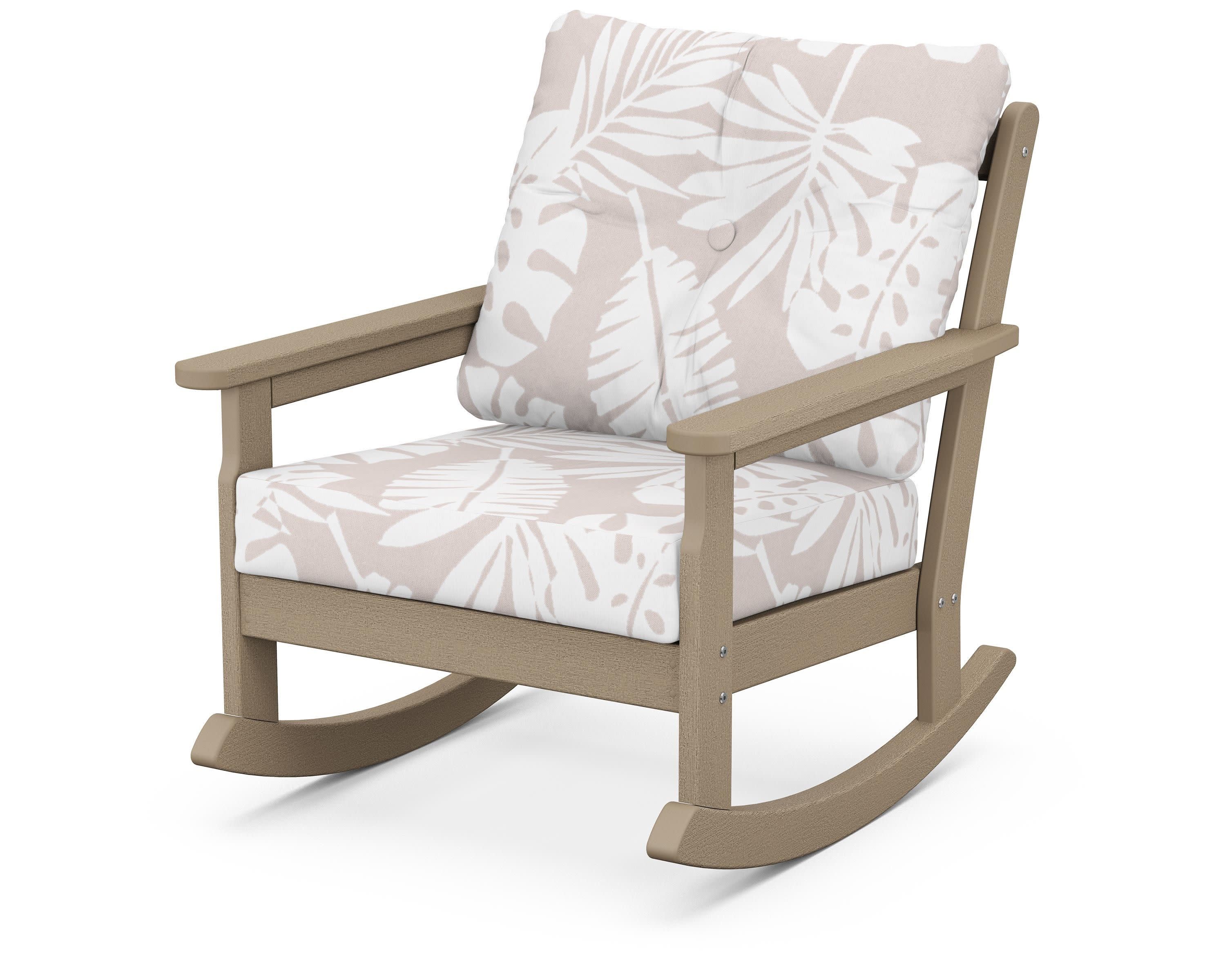 Vineyard Deep Seating Rocking Chair in Vintage Sahara / Leaf Dune Burlap