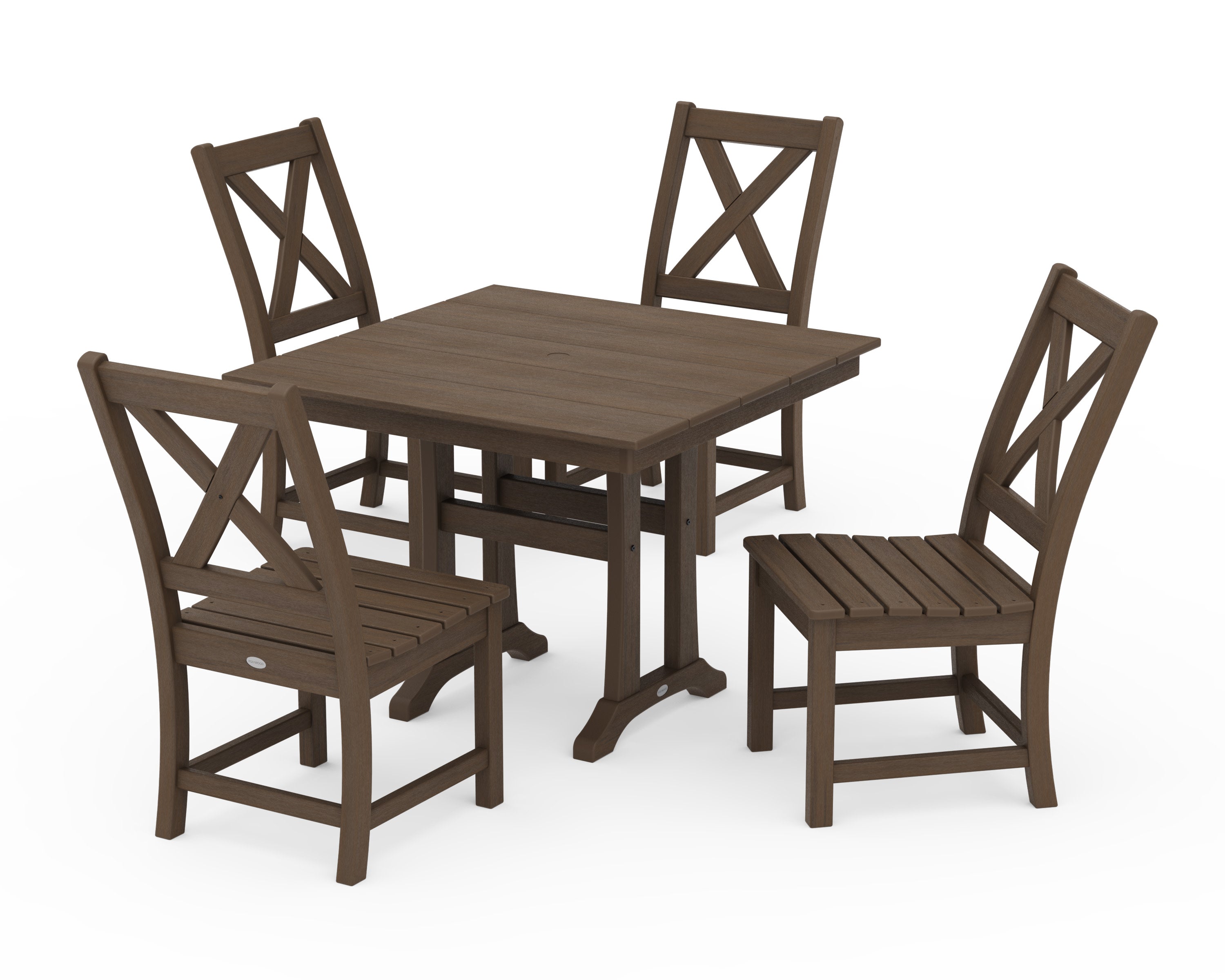 Braxton Side Chair 5-Piece Farmhouse Dining Set With Trestle Legs in Kona