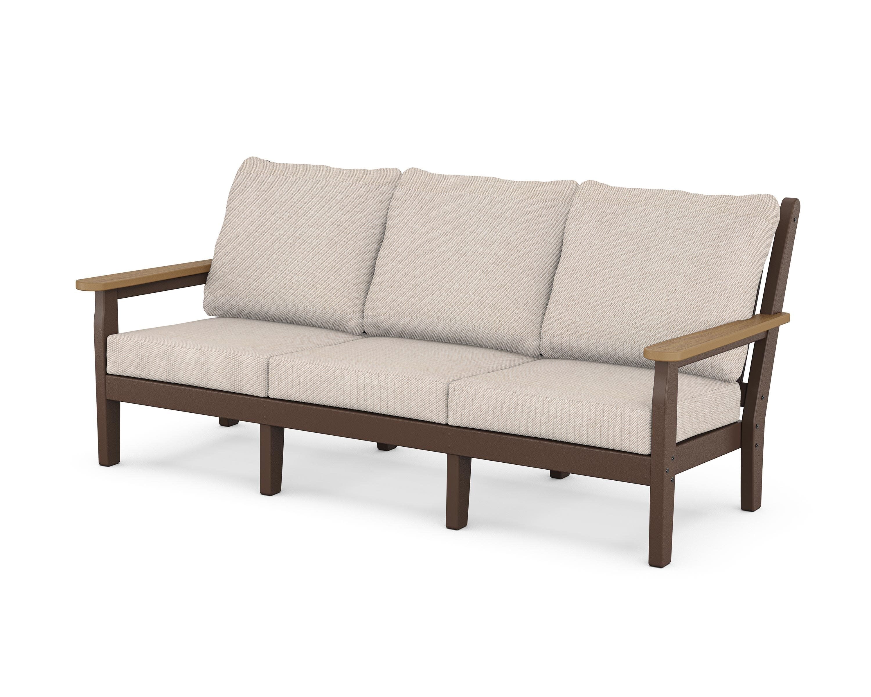 Chippendale Deep Seating Sofa in Mahogany / Natural / Blend Linen