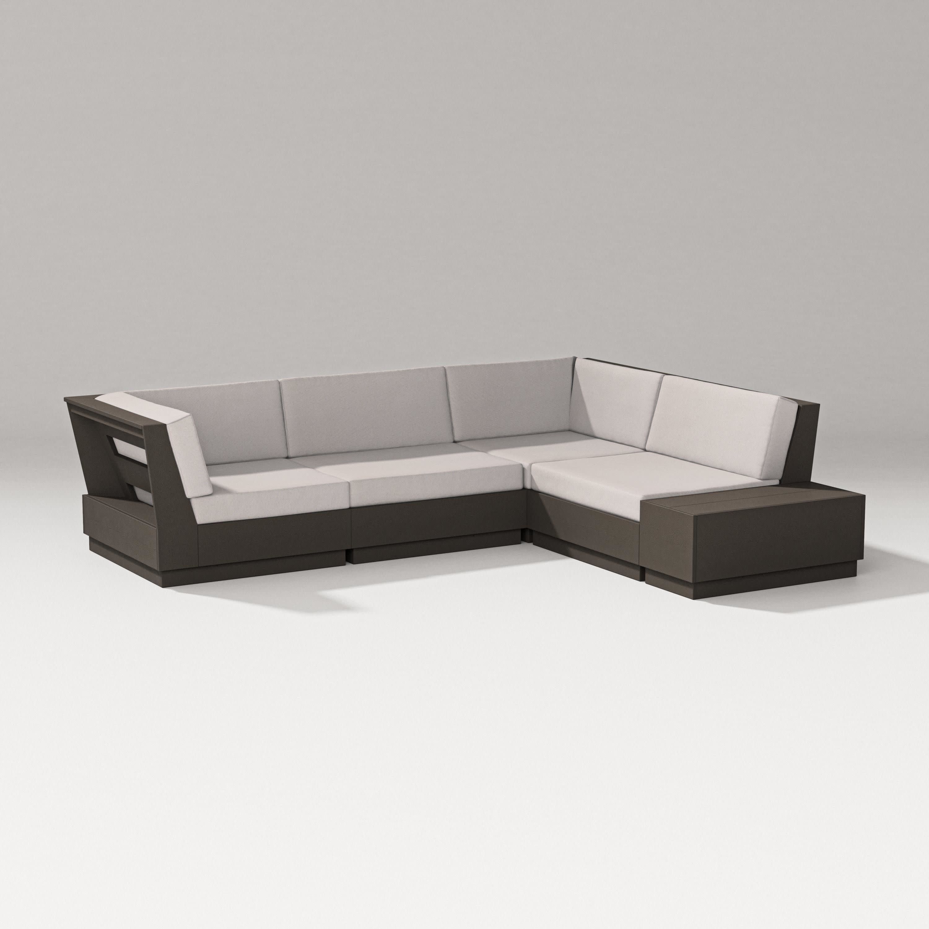 Elevate Corner Sectional in Vintage Coffee / Dune Burlap