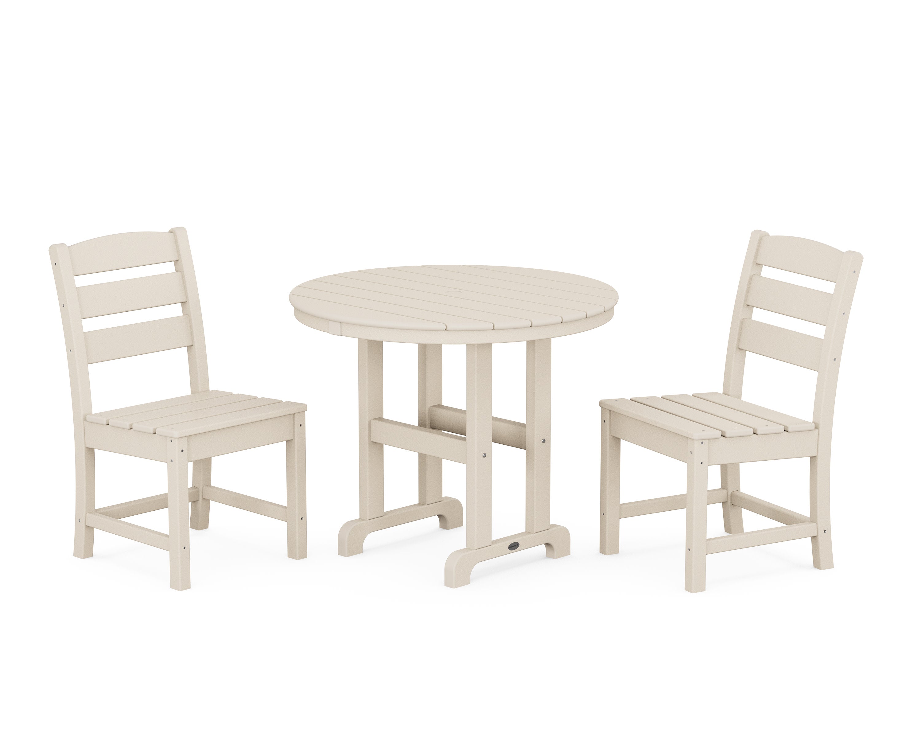 Lakeside Side Chair 3-Piece Round Dining Set in Sand