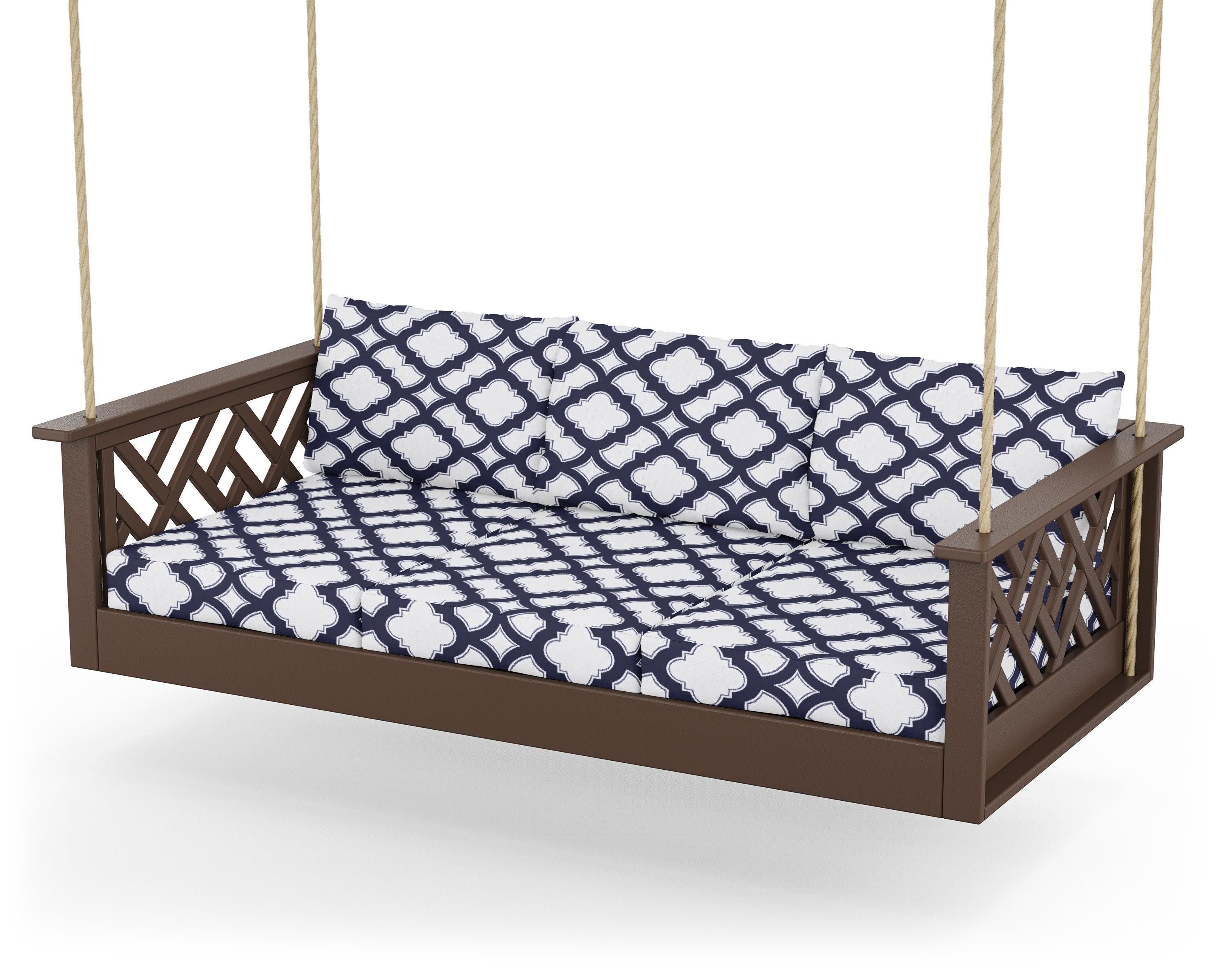 Chippendale Daybed Swing in Mahogany / Trellis Navy