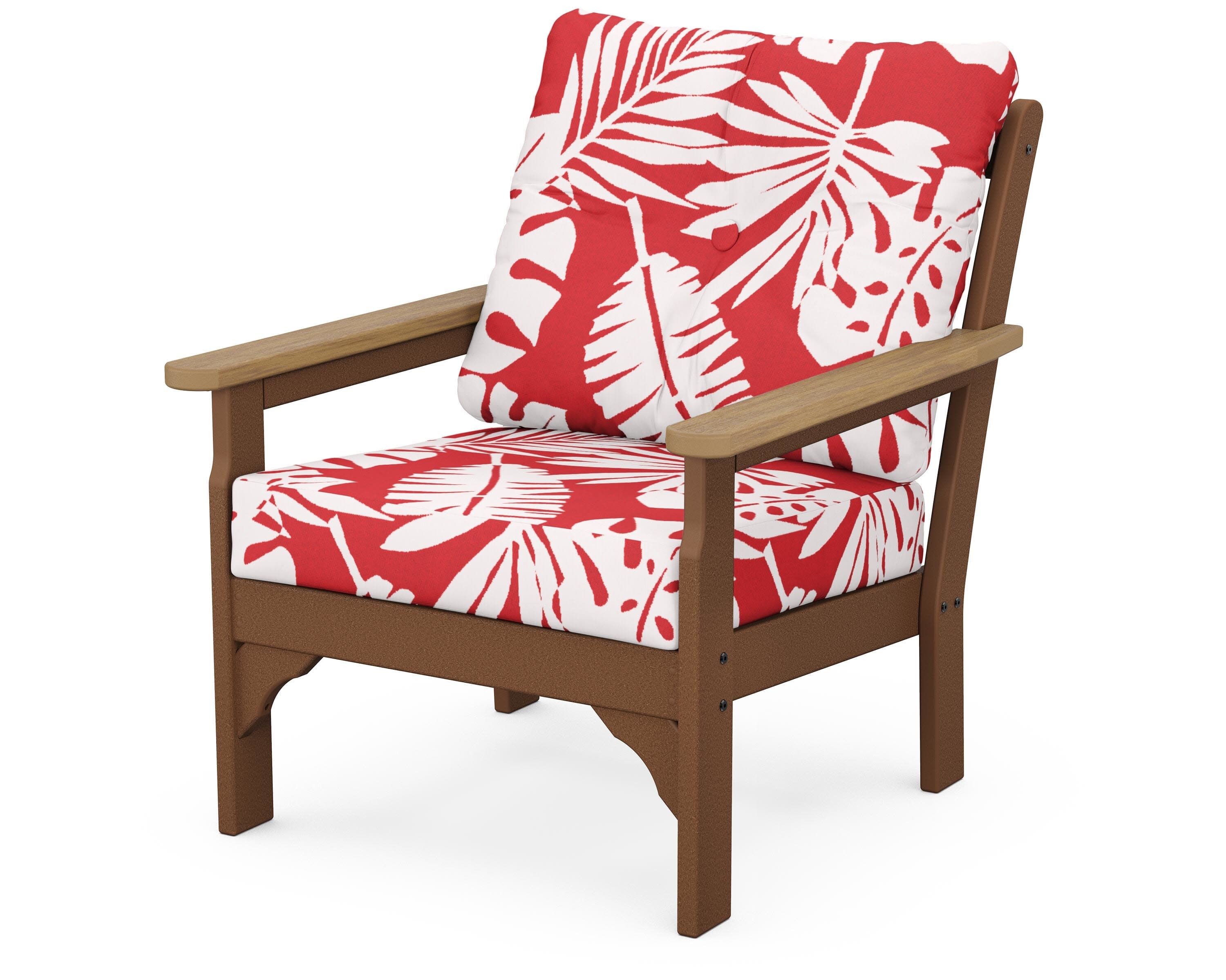Vineyard Deep Seating Chair in Teak / Natural / Leaf Crimson