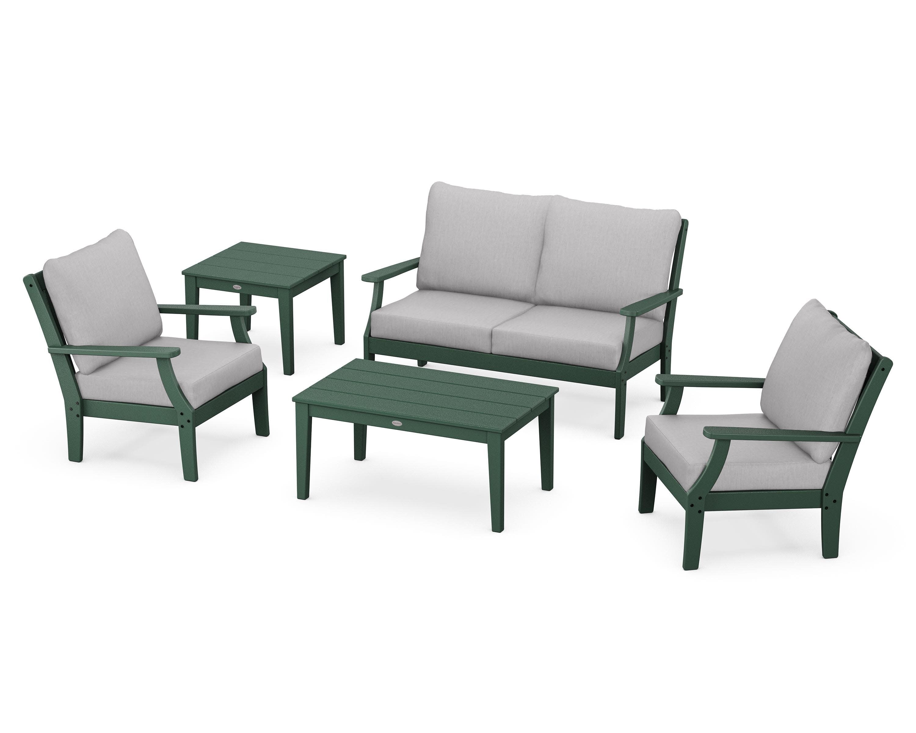Braxton 5-Piece Deep Seating Set in Green / Granite