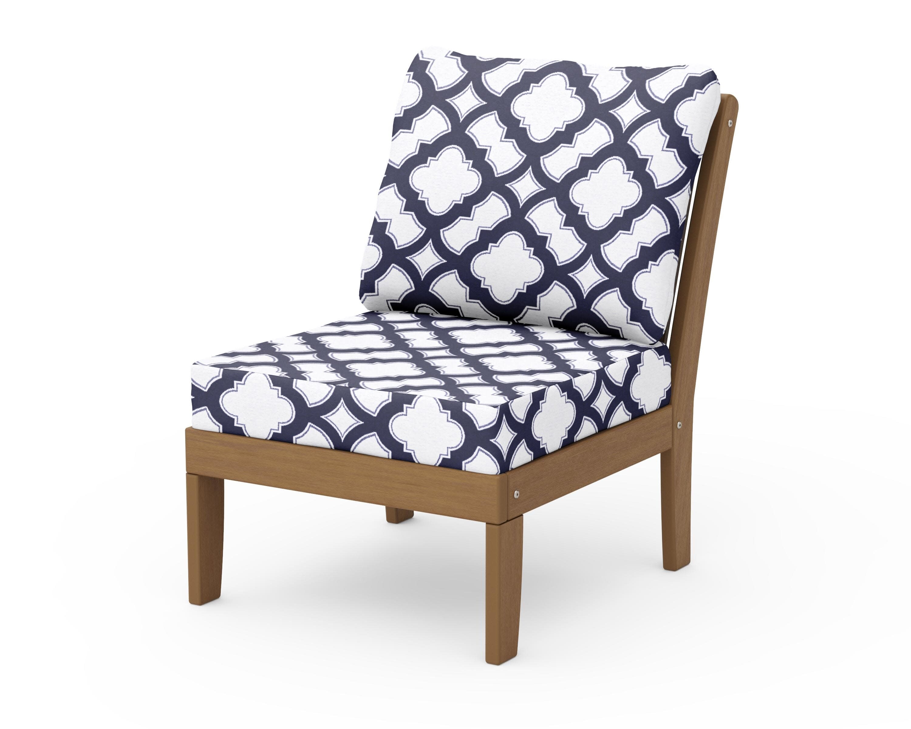 Braxton Modular Armless Chair in Natural / Trellis Navy