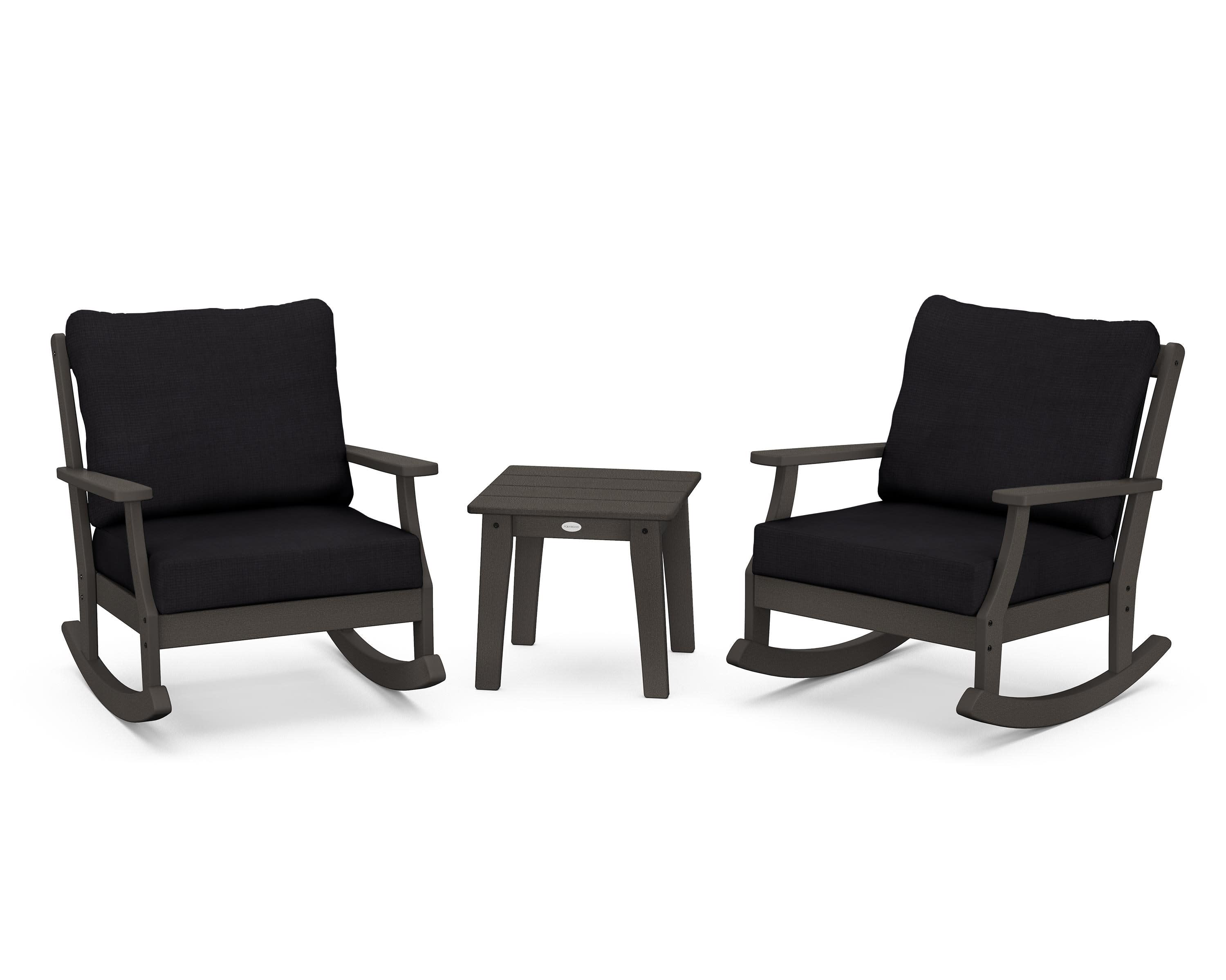 Braxton 3-Piece Deep Seating Rocker Set in Vintage Coffee / Midnight Linen