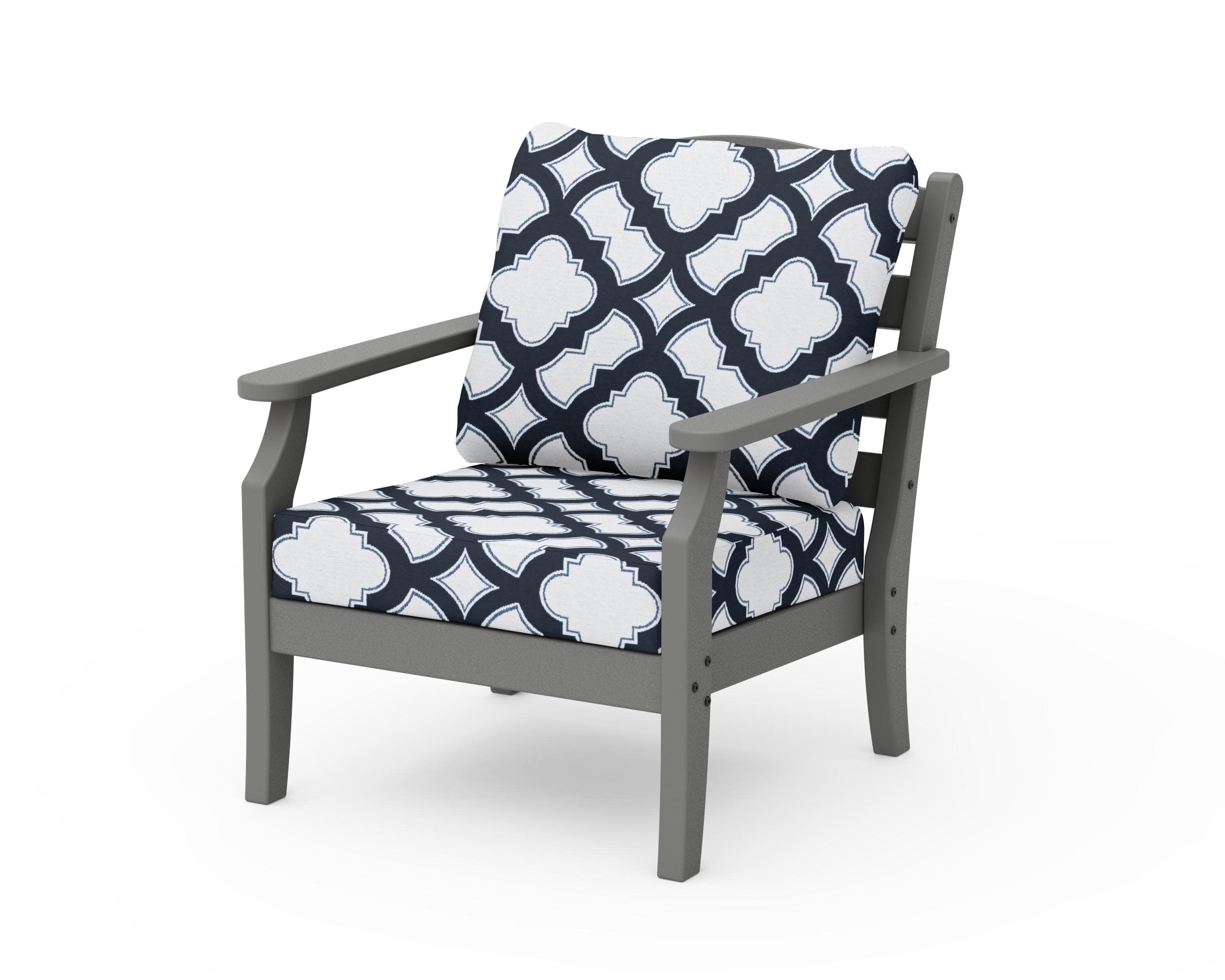 Savannah Deep Seating Chair in Slate Grey / Trellis Marine Indigo