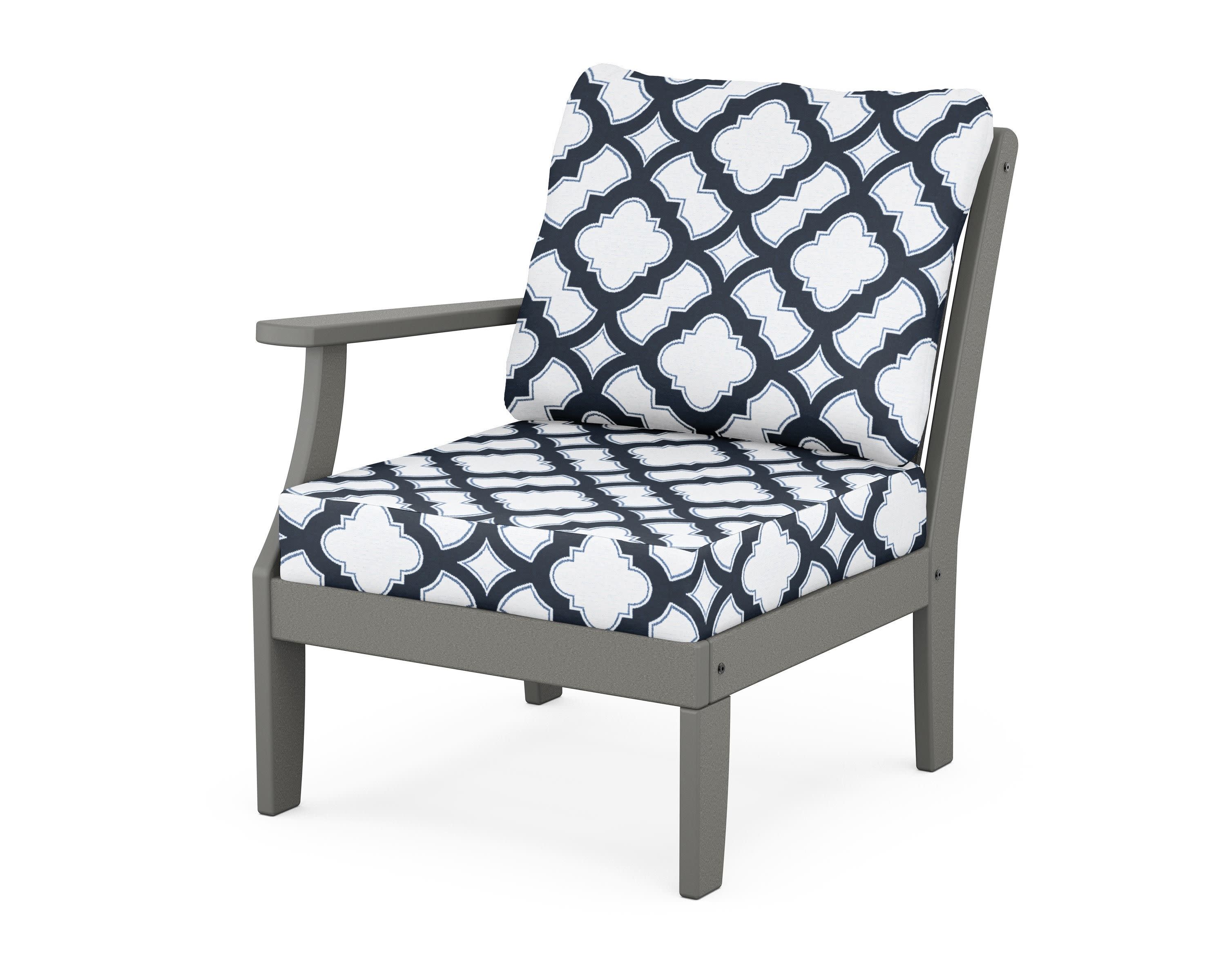 Braxton Modular Left Arm Chair in Slate Grey / Trellis Marine Indigo