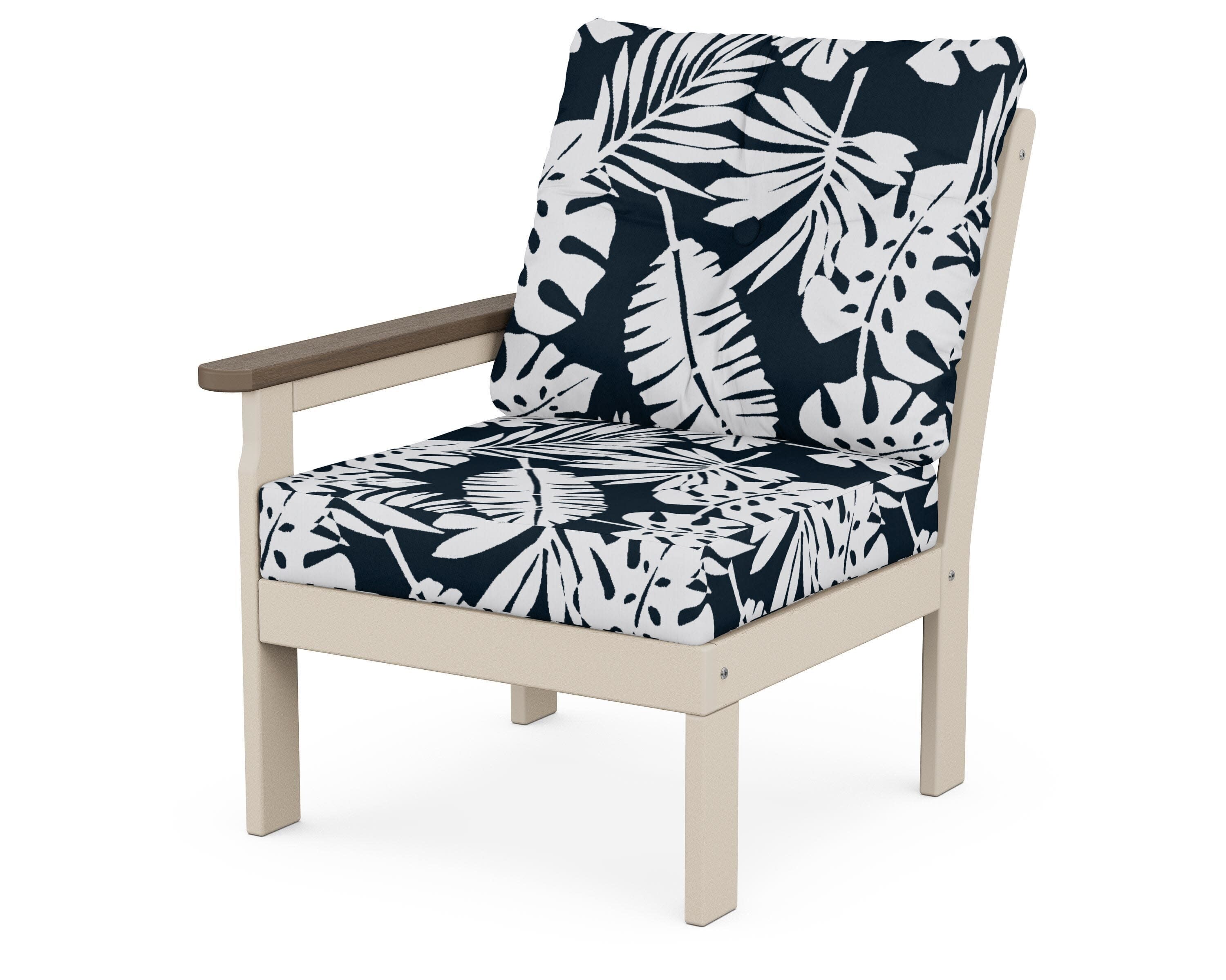 Vineyard Modular Left Arm Chair in Sand / Kona / Leaf Marine Indigo