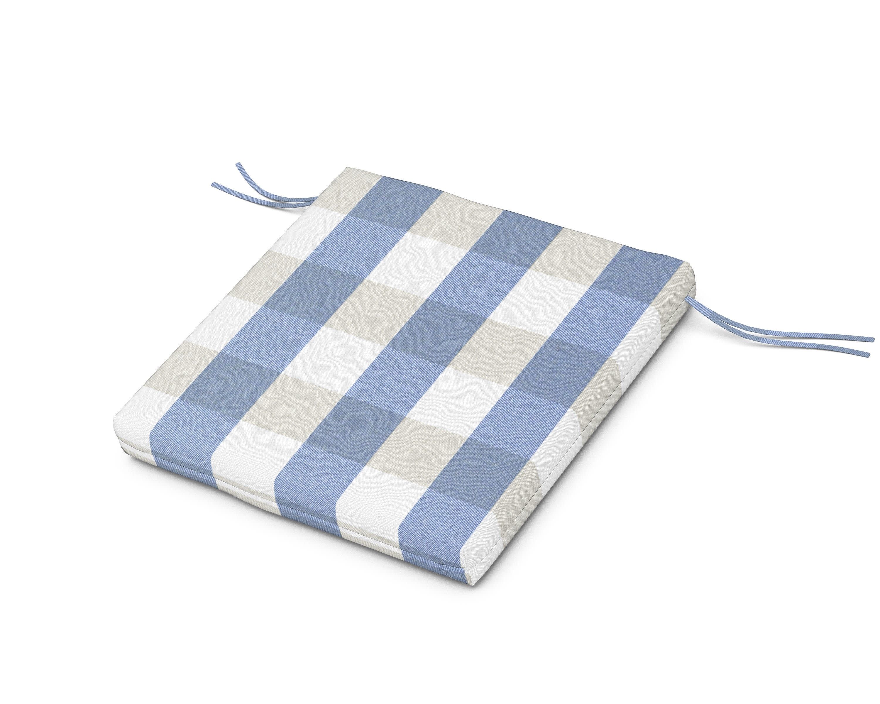 Seat Cushion - 20"D x 20"W x 2.5"H in Buffalo Plaid Sky Blue