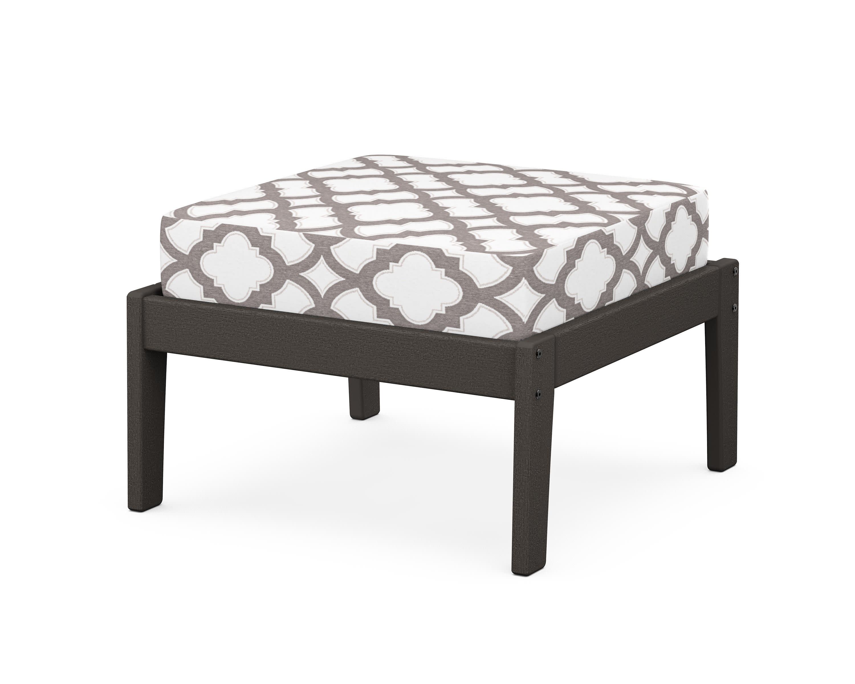 Deep Seating Ottoman in Vintage Coffee / Trellis Grey Mist
