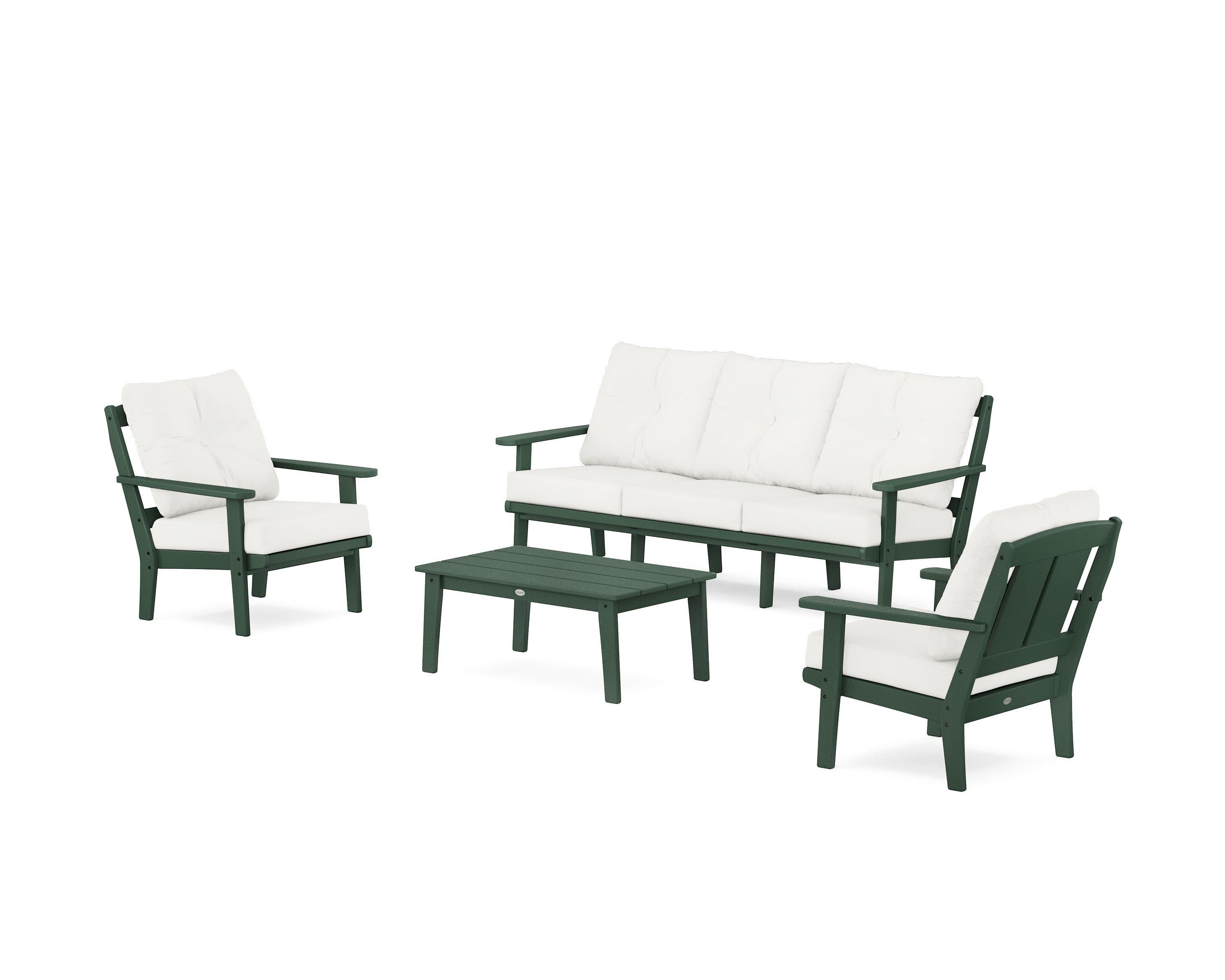 Mission 4-Piece Deep Seating Set with Sofa in Green / Natural Linen