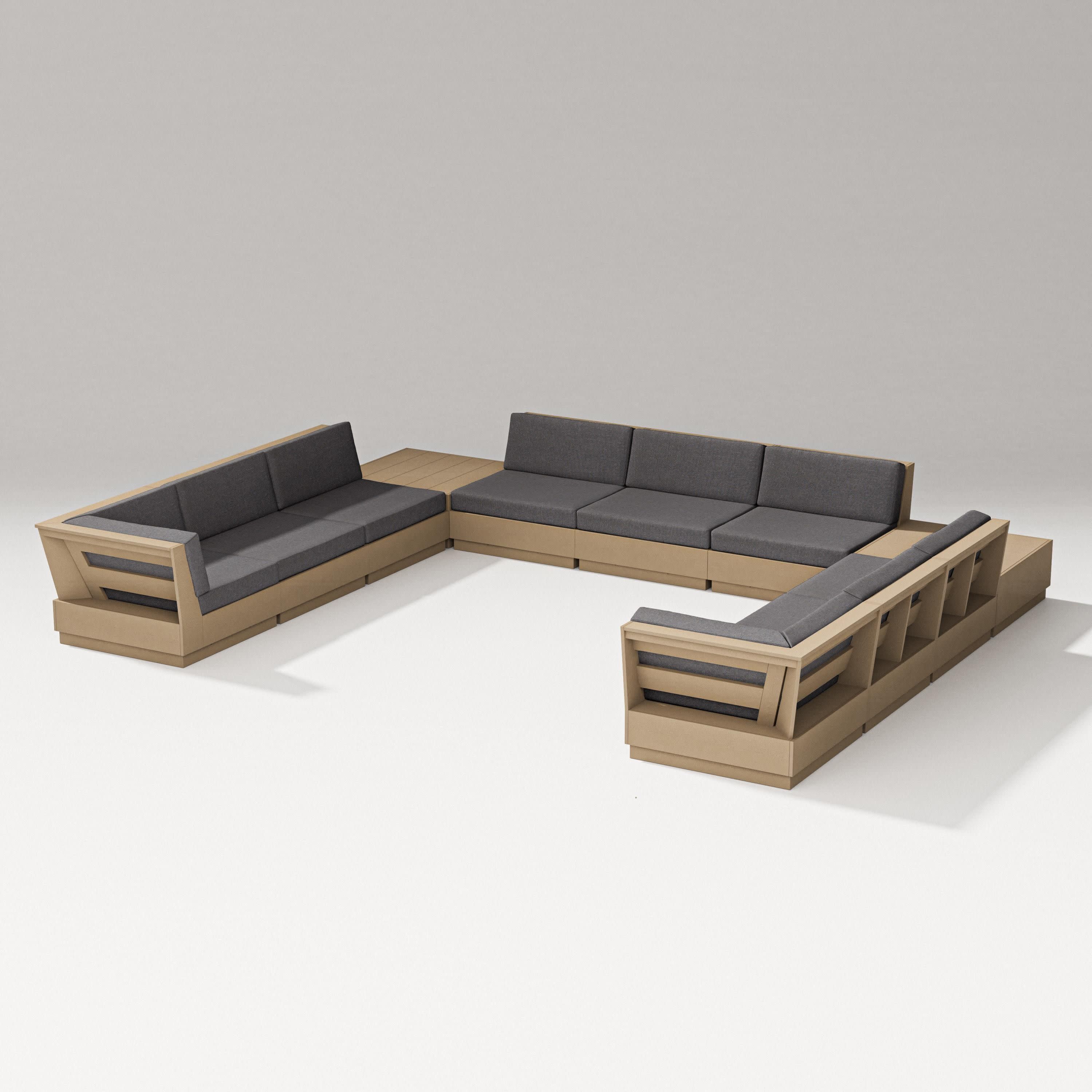 Elevate 11-Piece U-Shaped Sofa Sectional in Vintage Sahara / Ash Charcoal