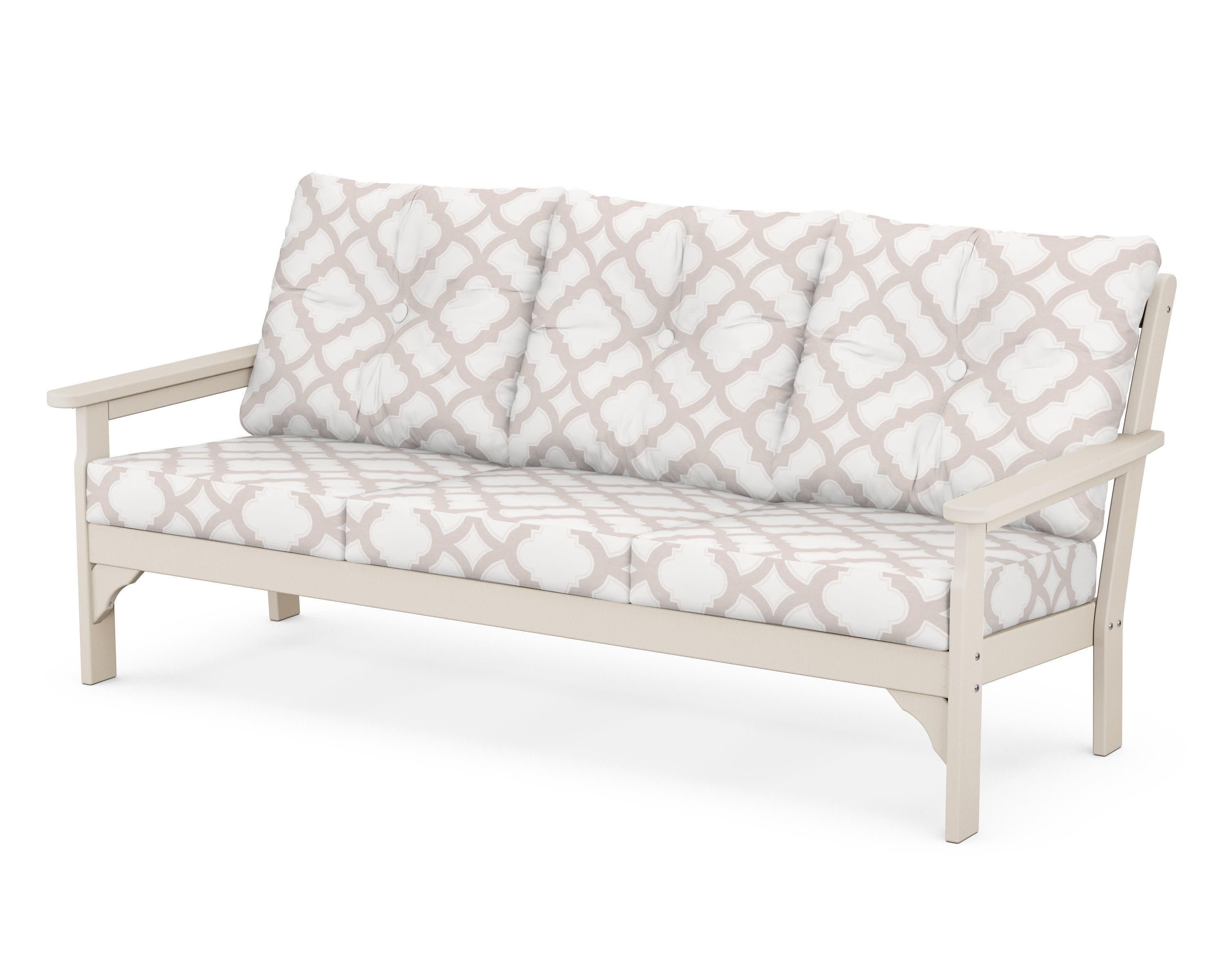 Vineyard Deep Seating Sofa in Sand / Trellis Dune Burlap