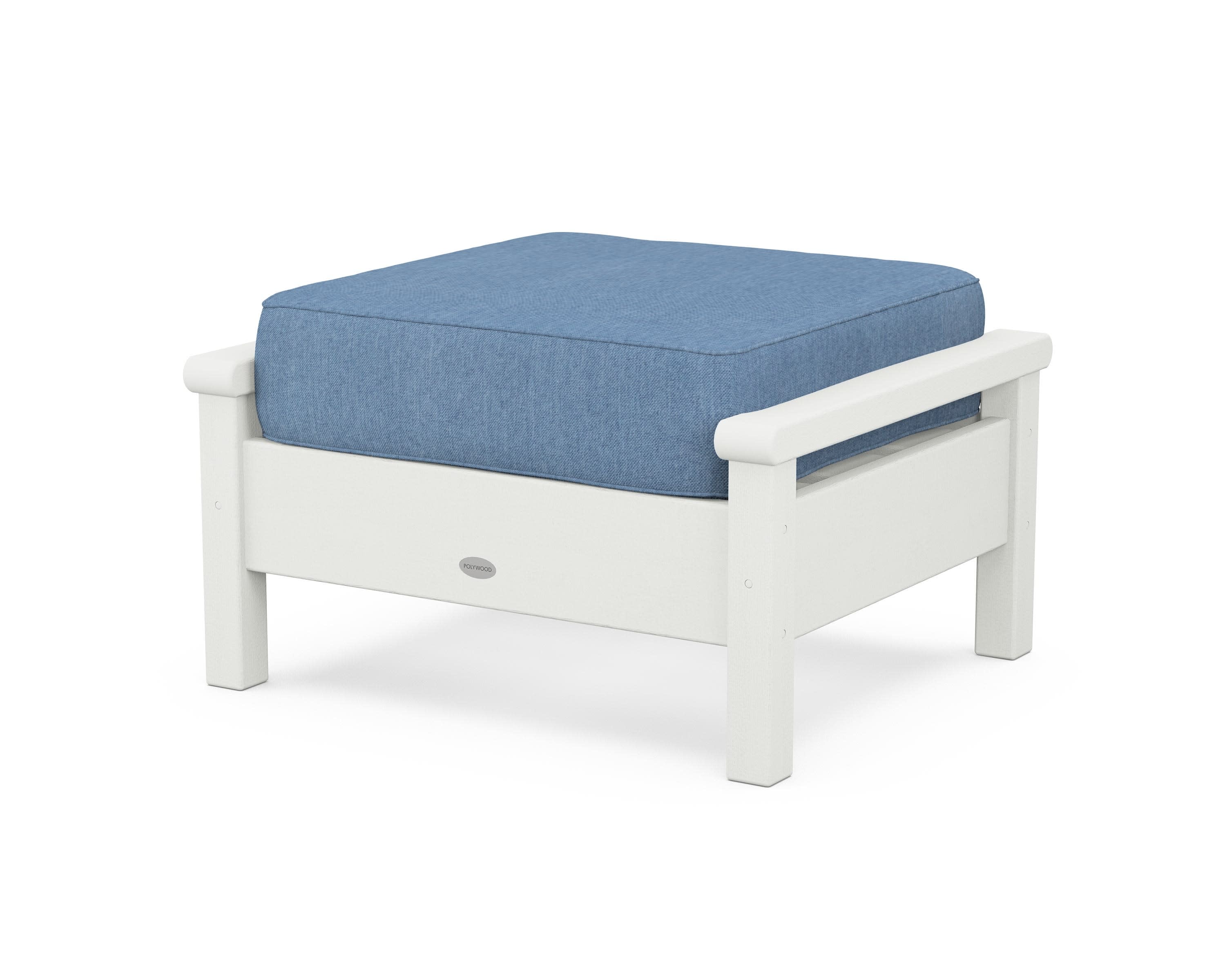 Harbour Deep Seating Ottoman in Vintage White / Sky Blue