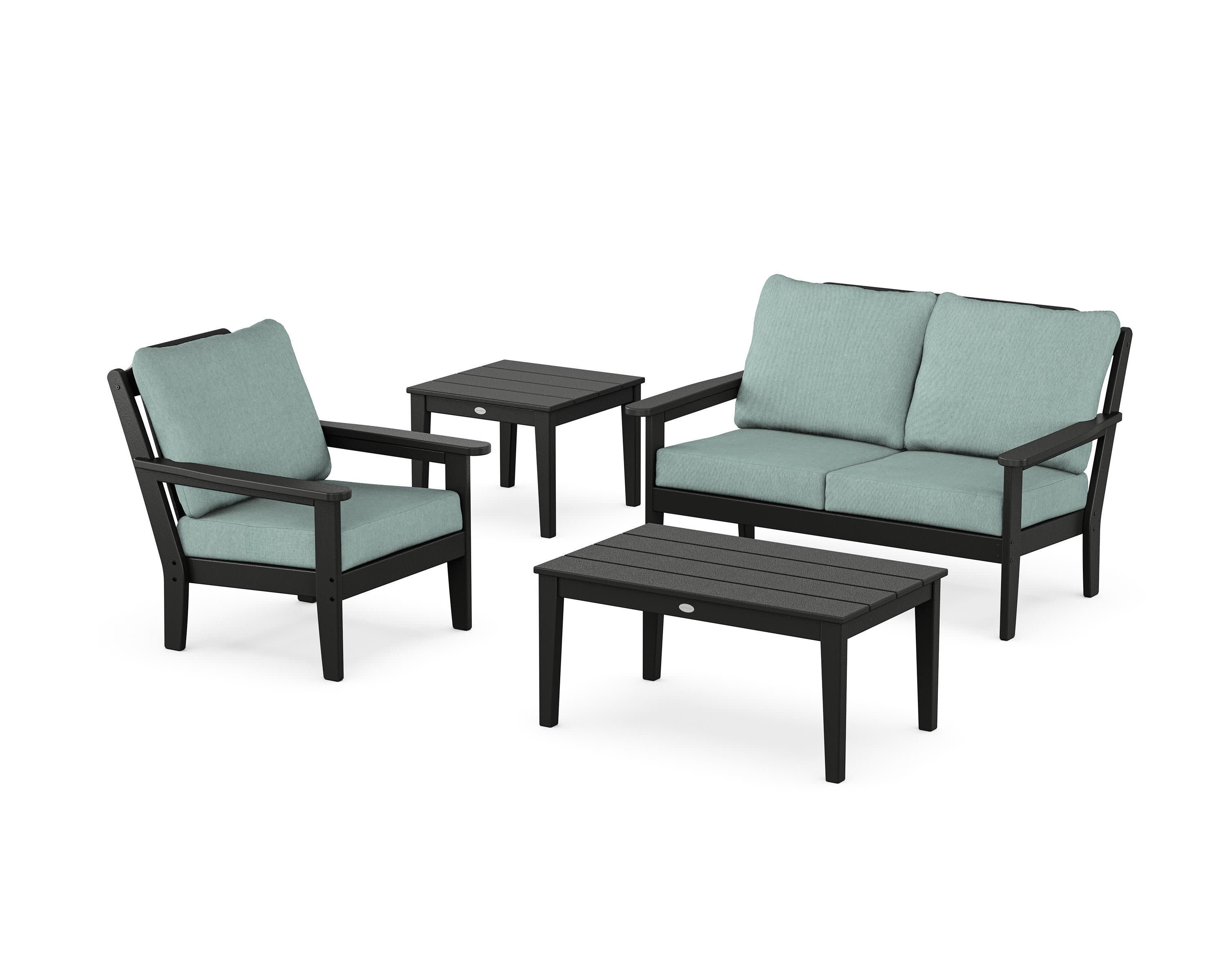 Wovendale 4-Piece Deep Seating Set in Black / Glacier Spa