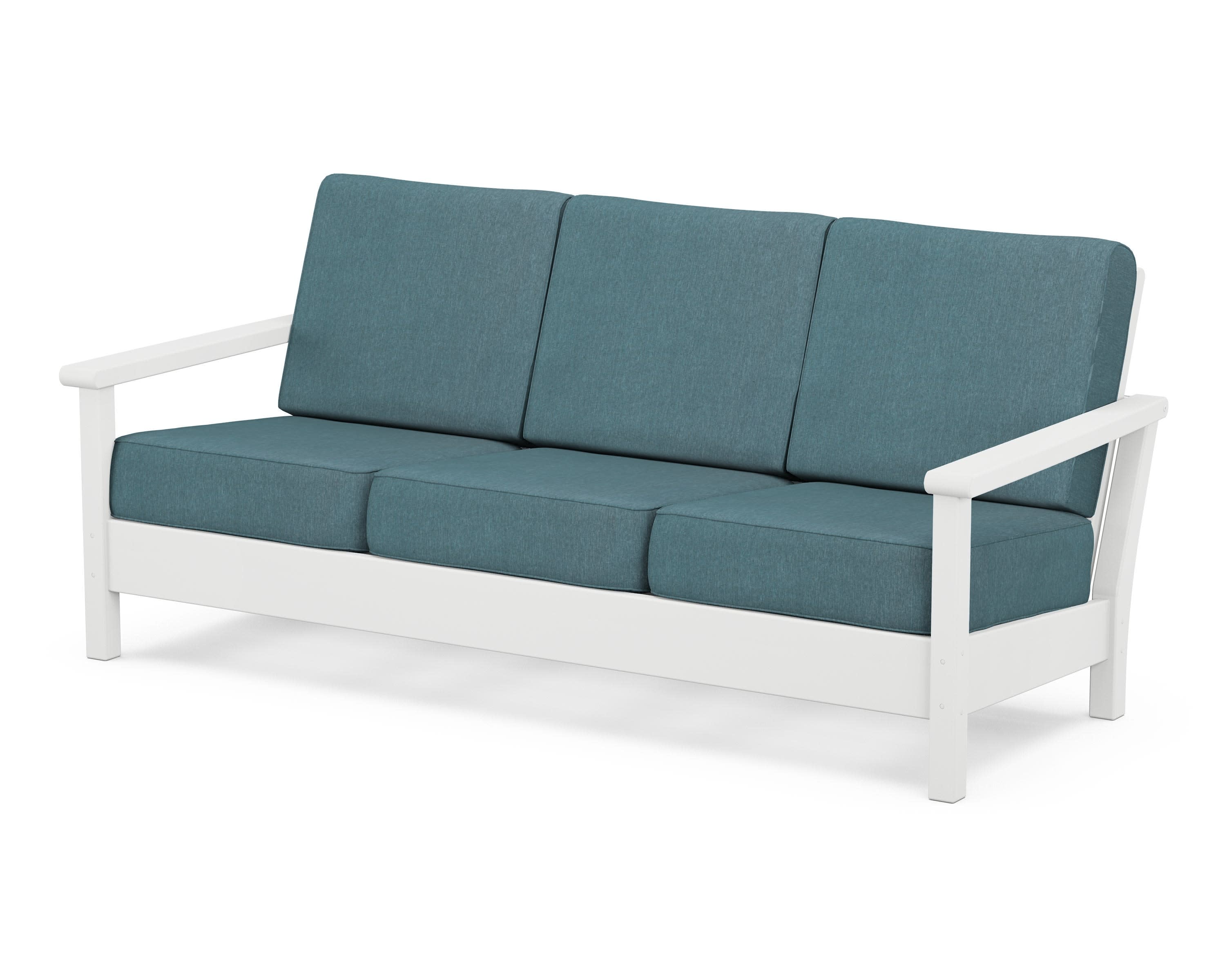 Harbour Deep Seating Sofa in White / Ocean Teal