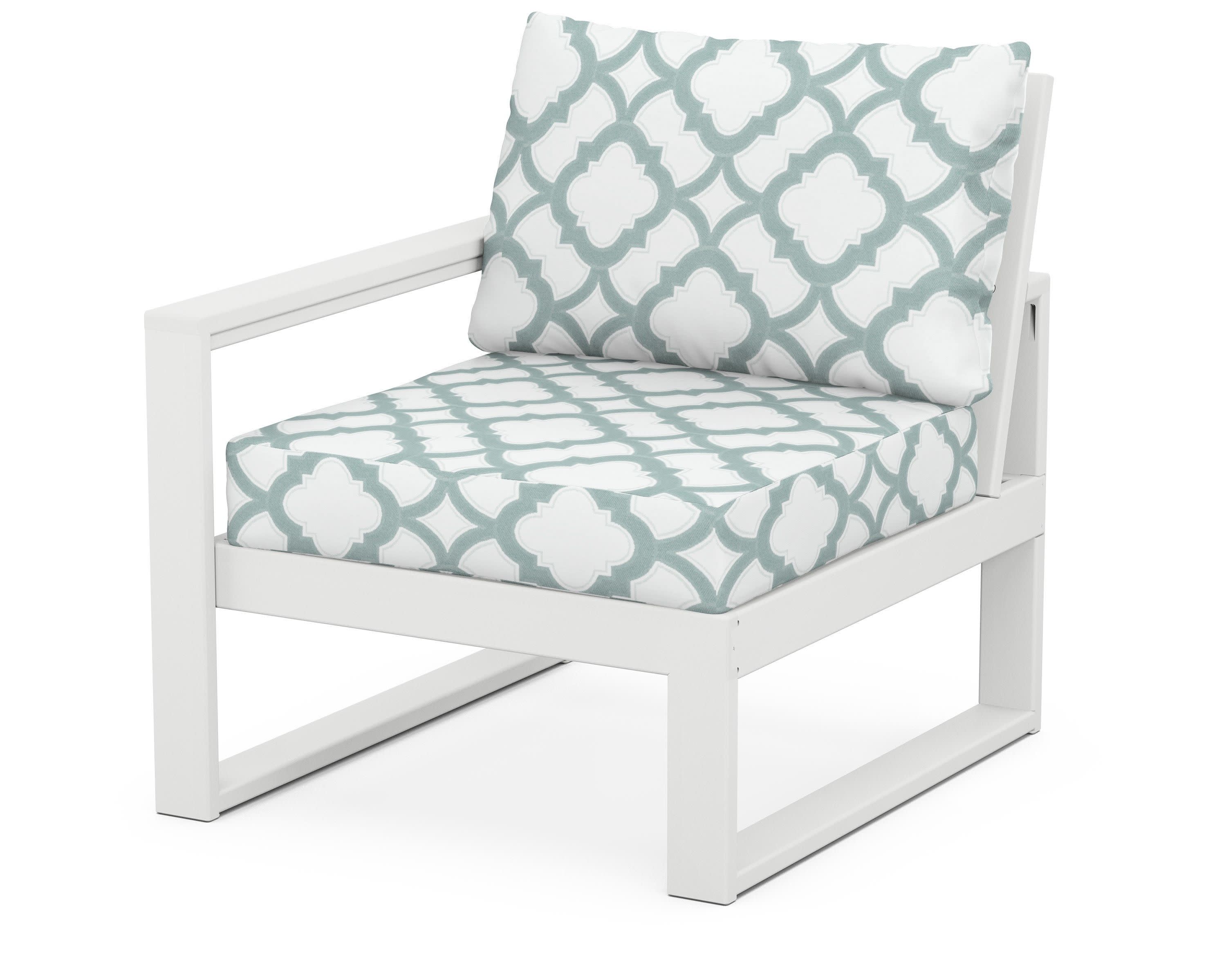 EDGE Modular Left Arm Chair in White / Trellis Glacier Spa