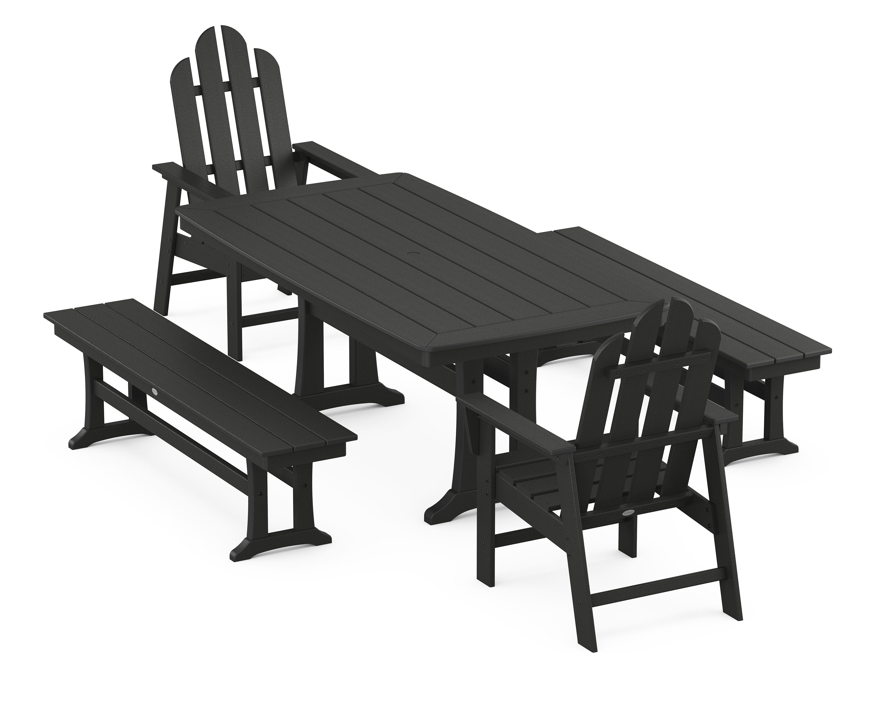 Long Island 5-Piece Dining Set with Trestle Legs in Black
