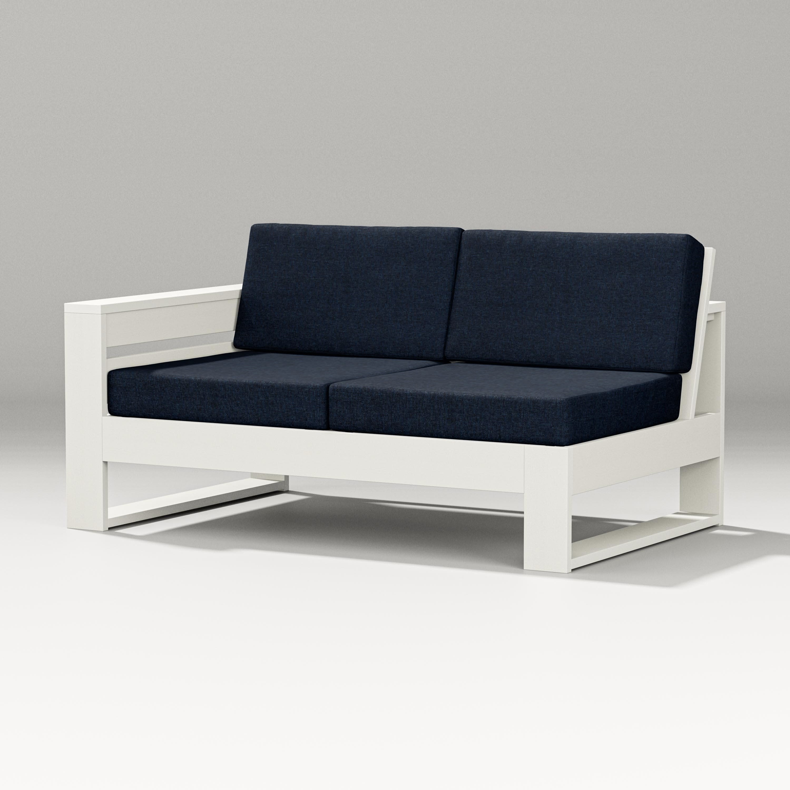 Latitude Modular Left Arm Loveseat in Vintage White / Marine Indigo