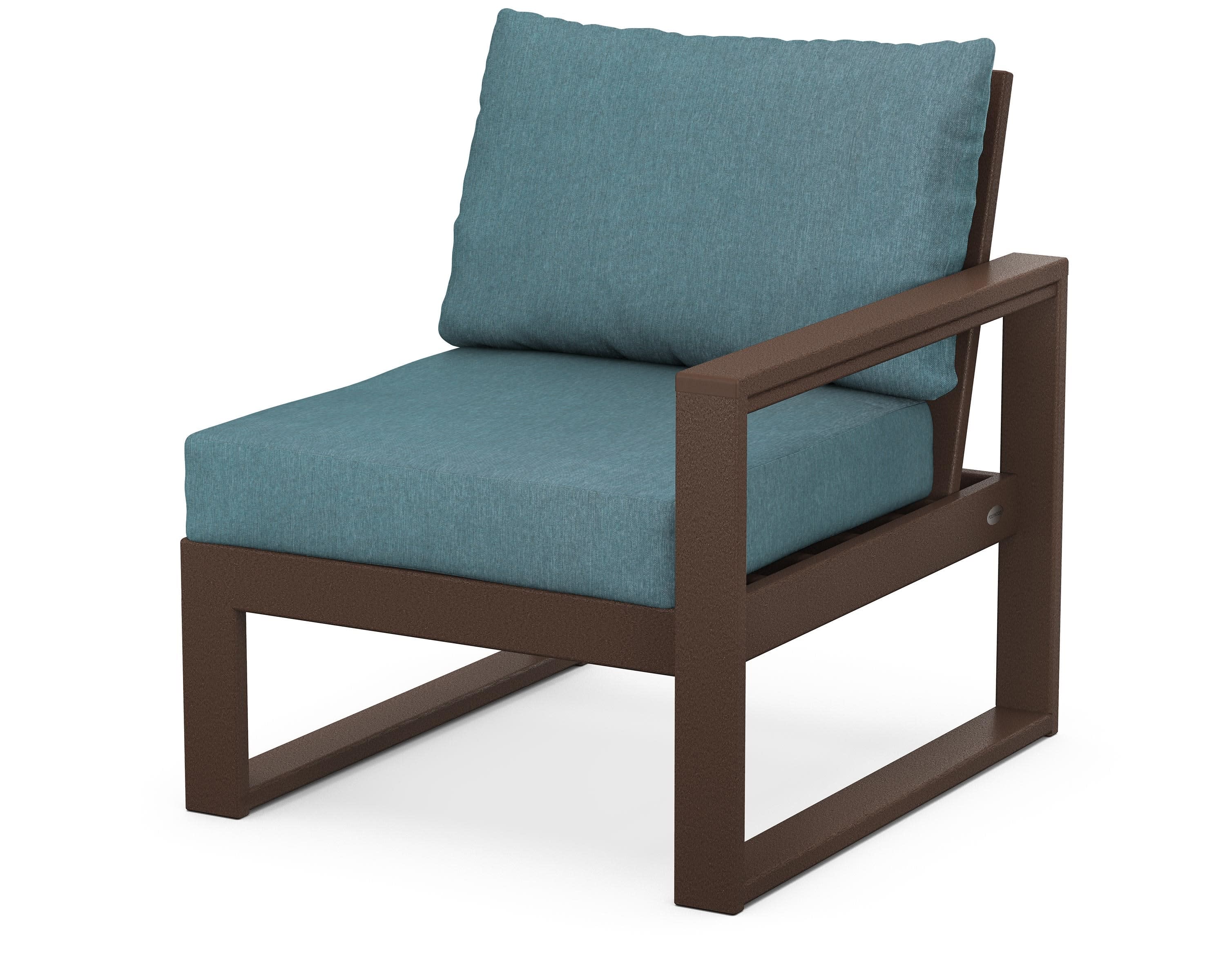 EDGE Modular Right Arm Chair in Mahogany / Ocean Teal