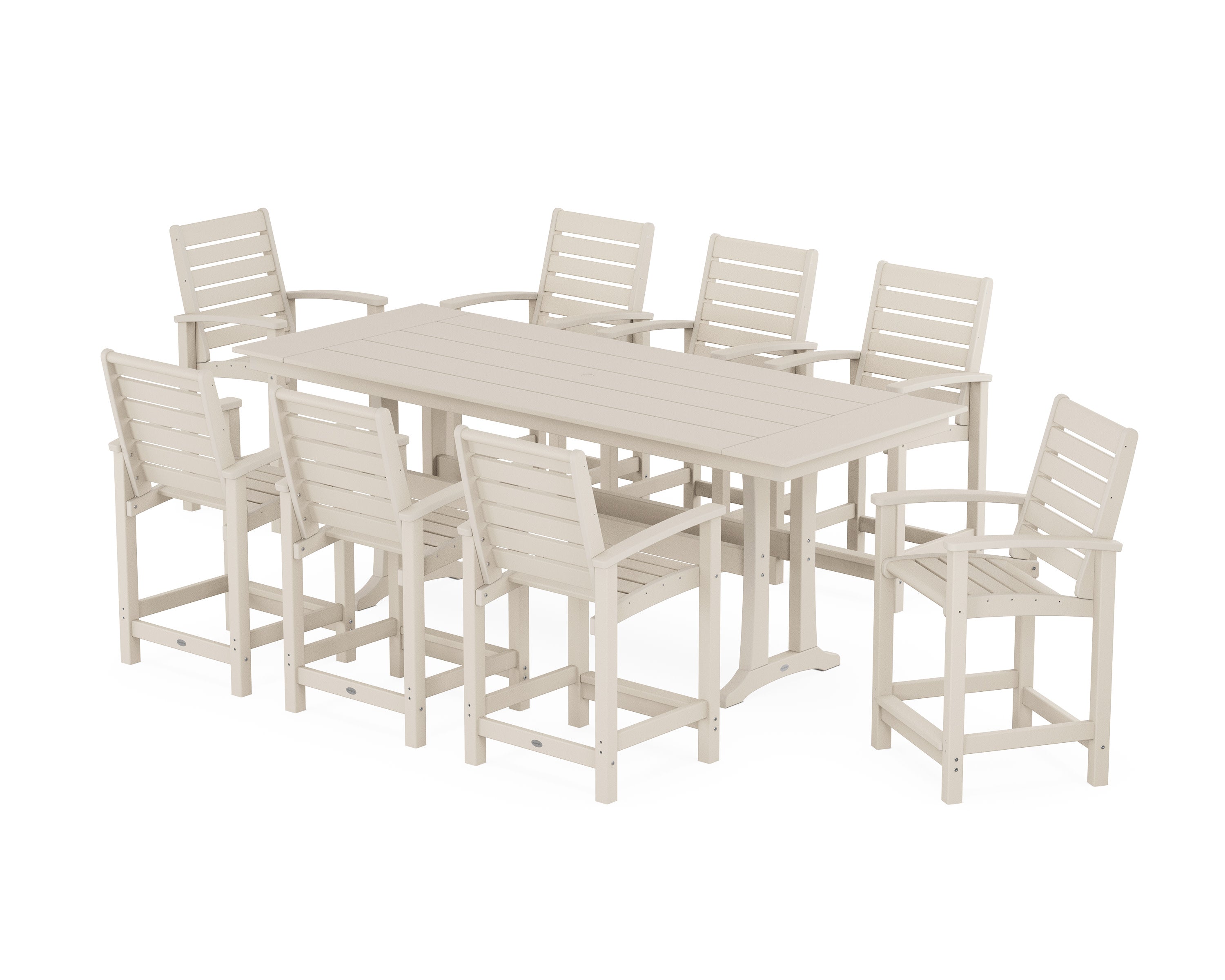 Signature 9-Piece Farmhouse Counter Set with Trestle Legs in Sand