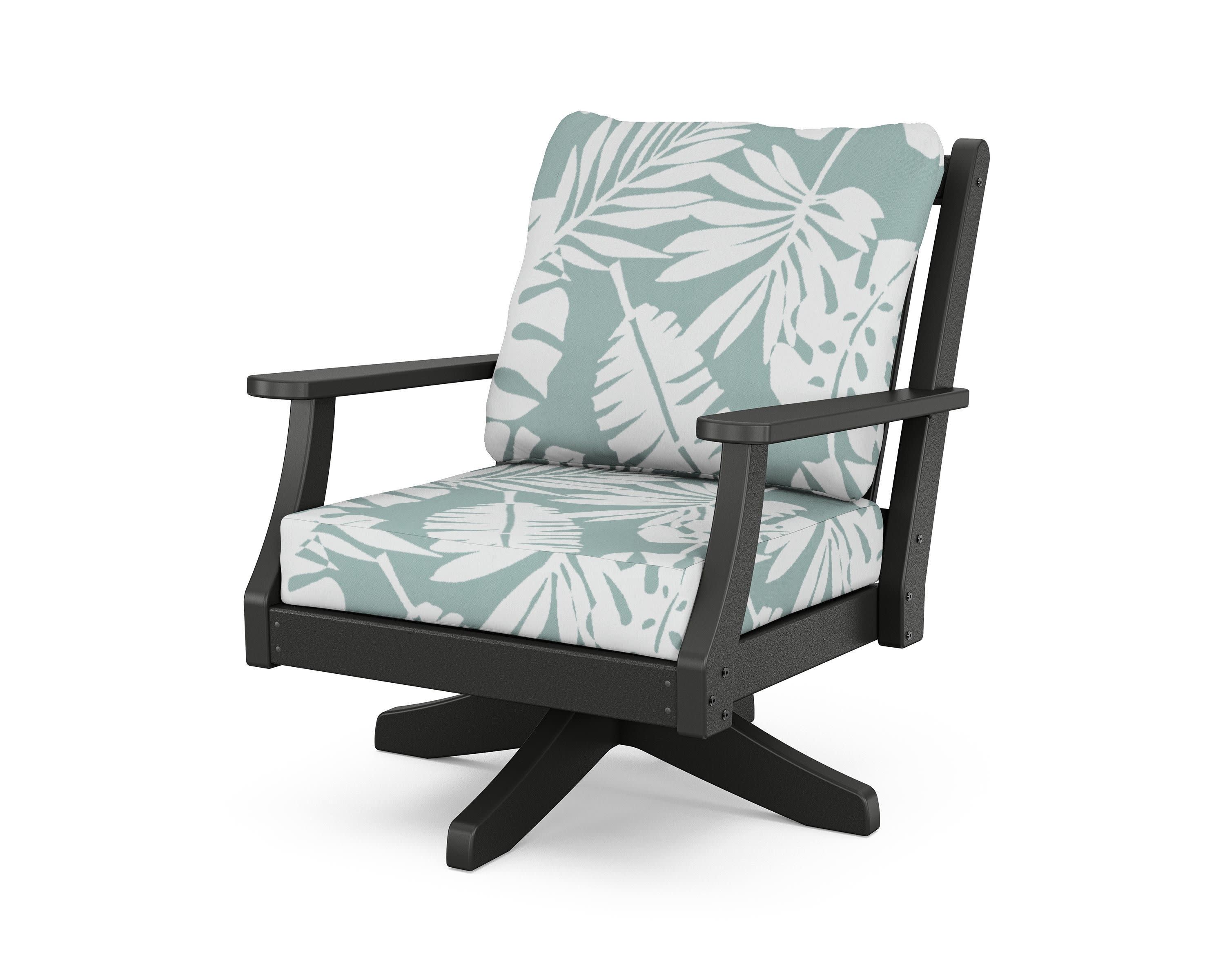 Wovendale Deep Seating Swivel Chair in Black / Leaf Glacier Spa