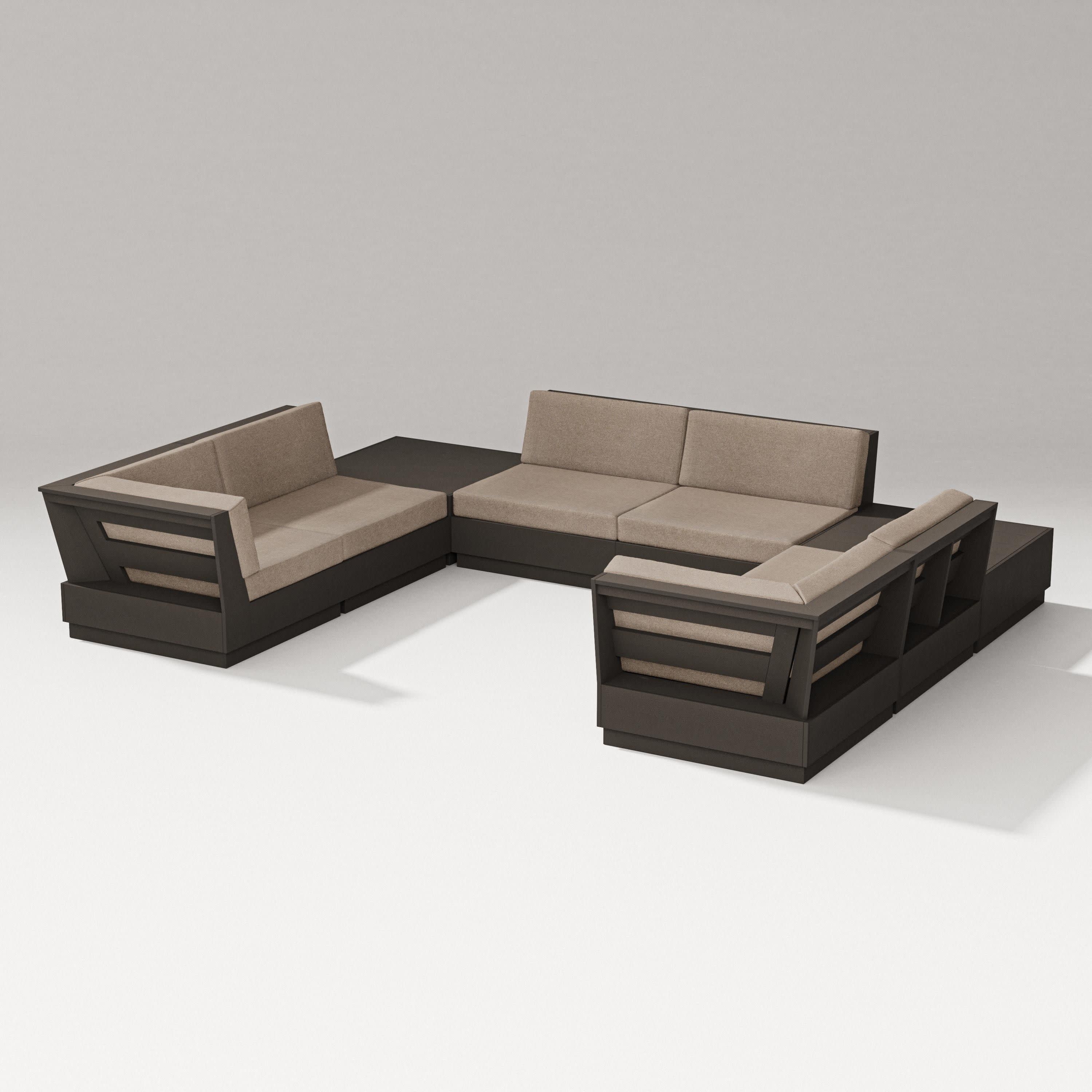 Elevate 8-Piece U-Shaped Sectional in Vintage Coffee / Spiced Burlap