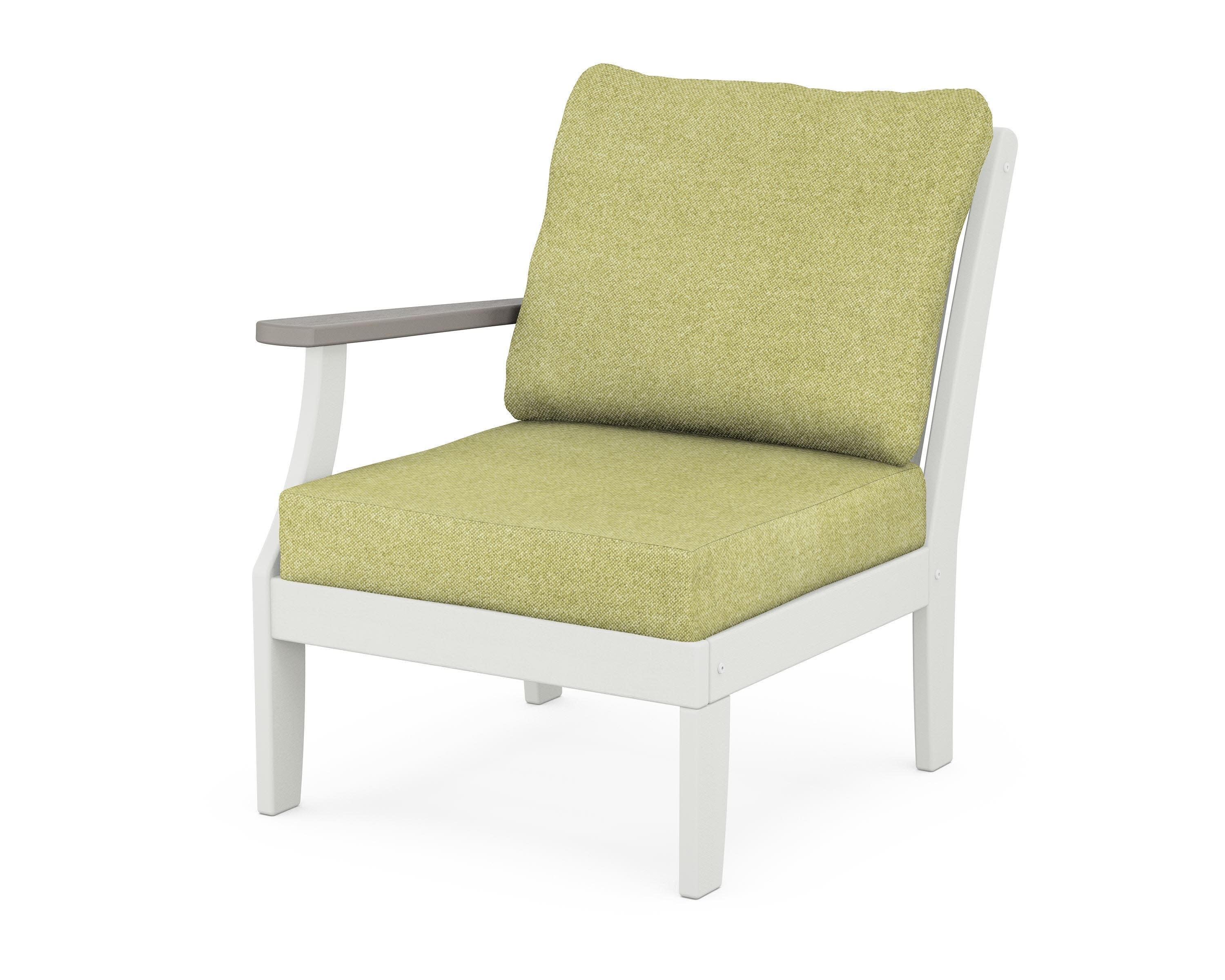 Braxton Modular Left Arm Chair in White / Driftwood / Chartreuse Boucle
