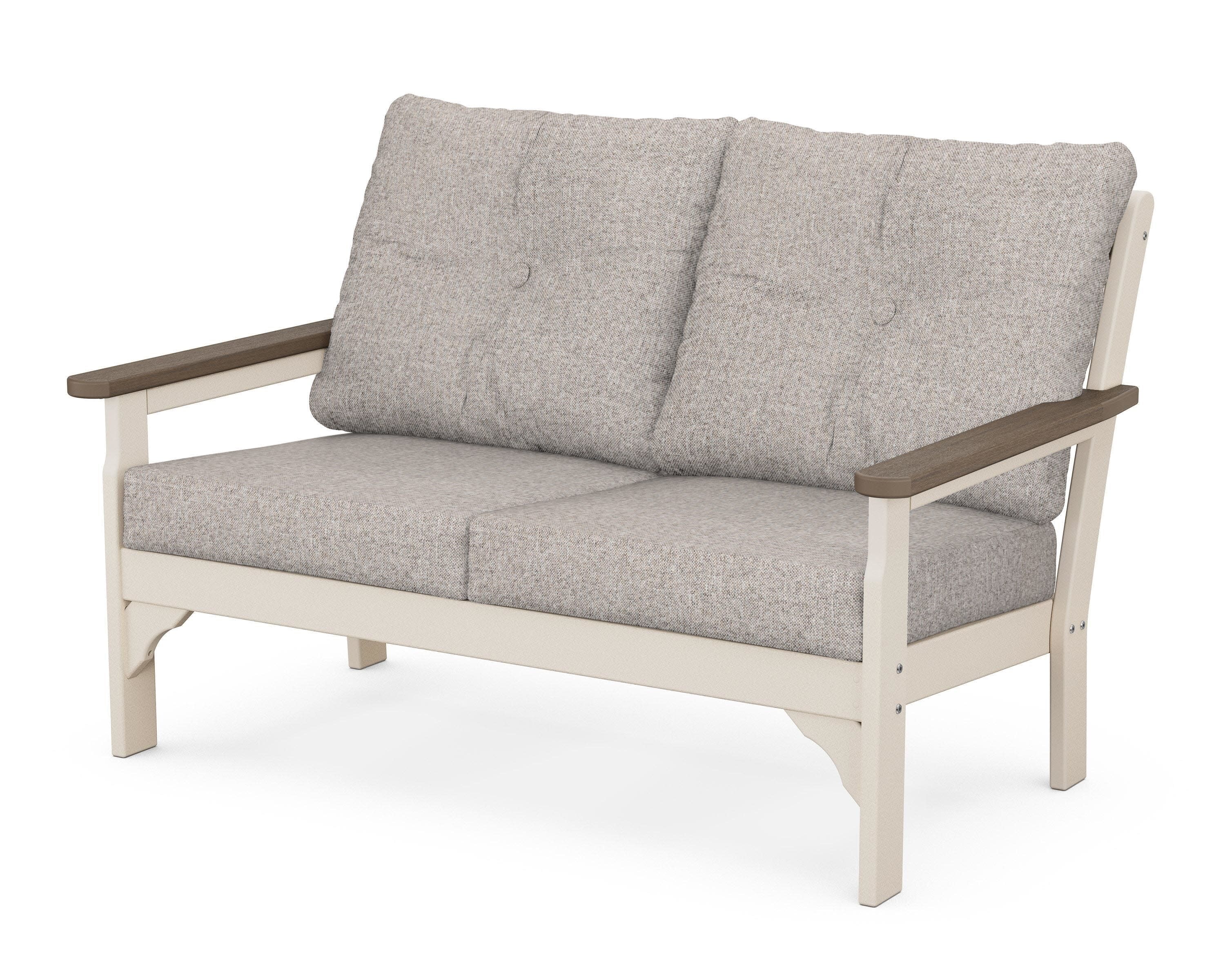 Vineyard Deep Seating Loveseat in Sand / Kona / Weathered Tweed