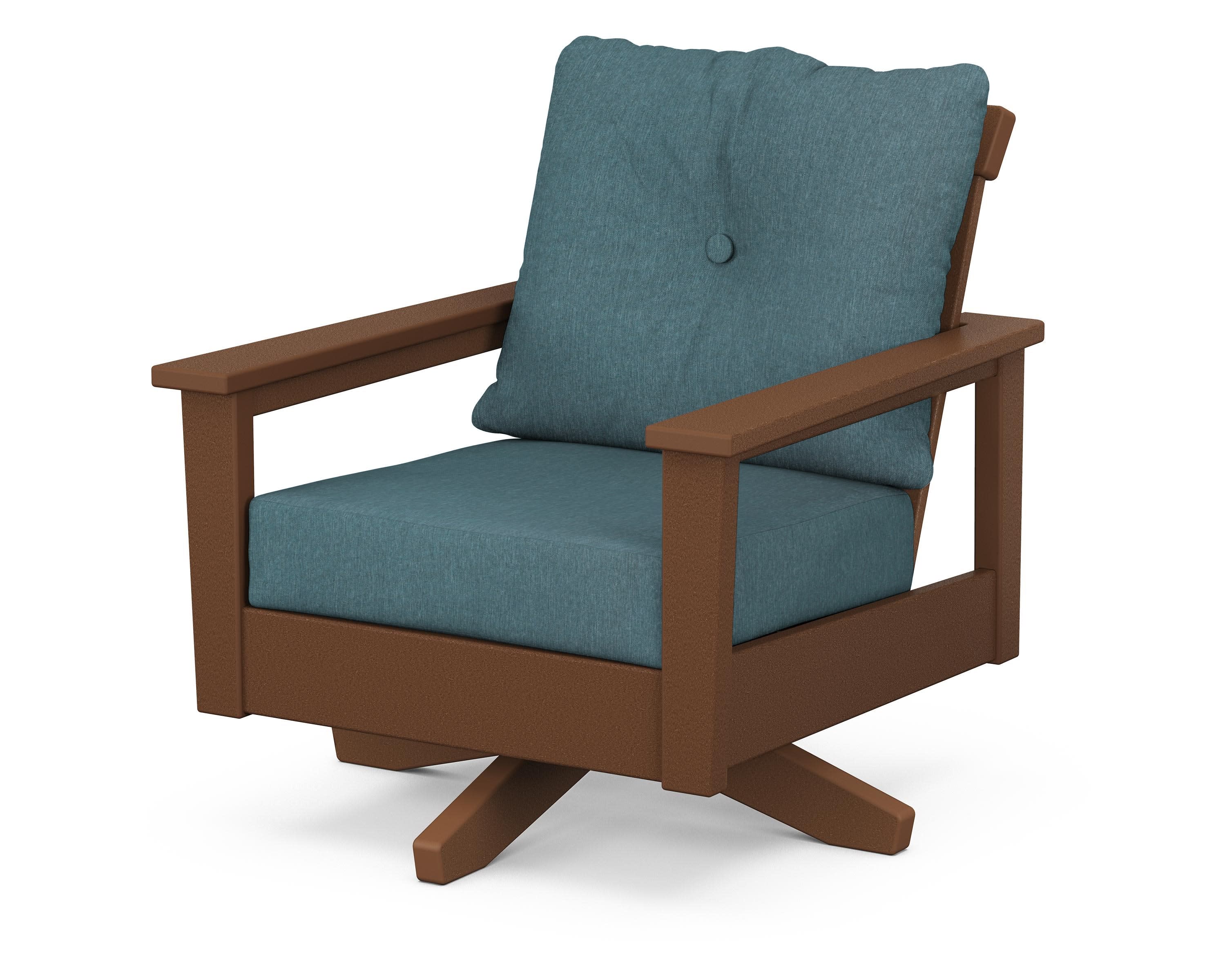 Prescott Deep Seating Swivel Chair in Teak / Ocean Teal