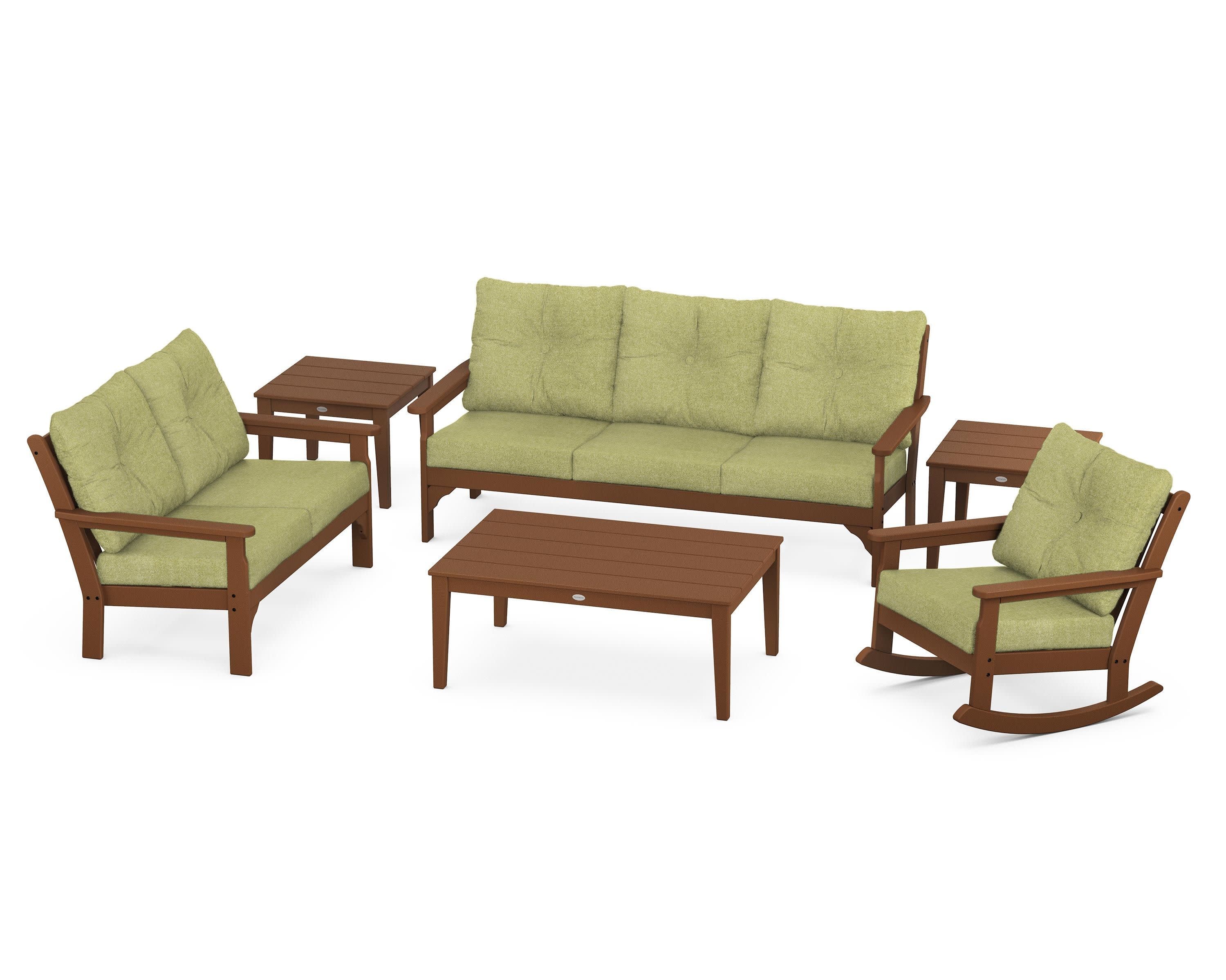 Vineyard 6-Piece Deep Seating Set in Teak / Chartreuse Boucle
