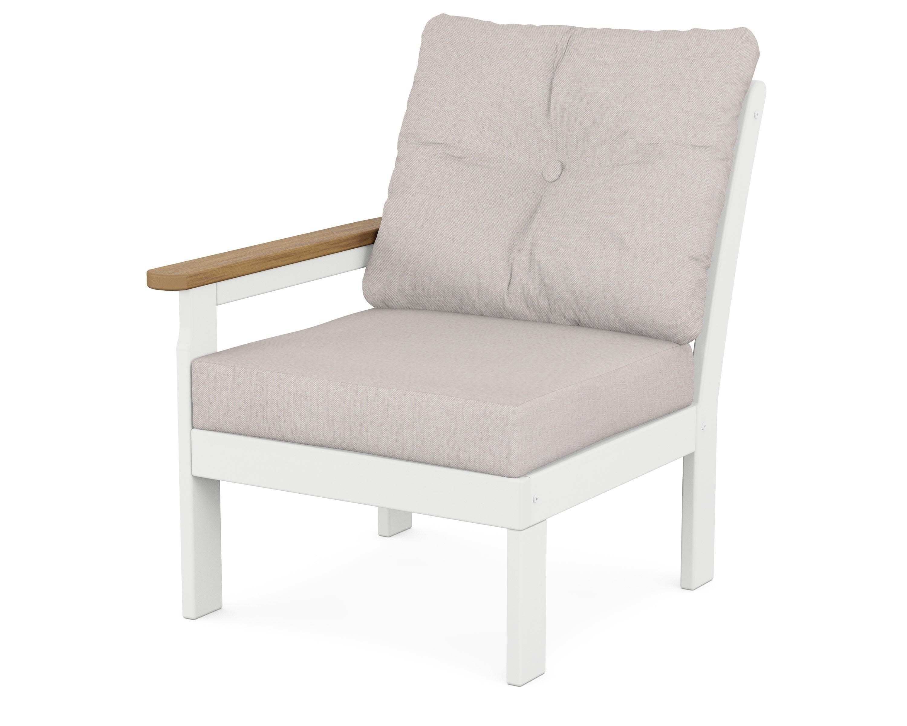Vineyard Modular Left Arm Chair in White / Natural / Dune Burlap