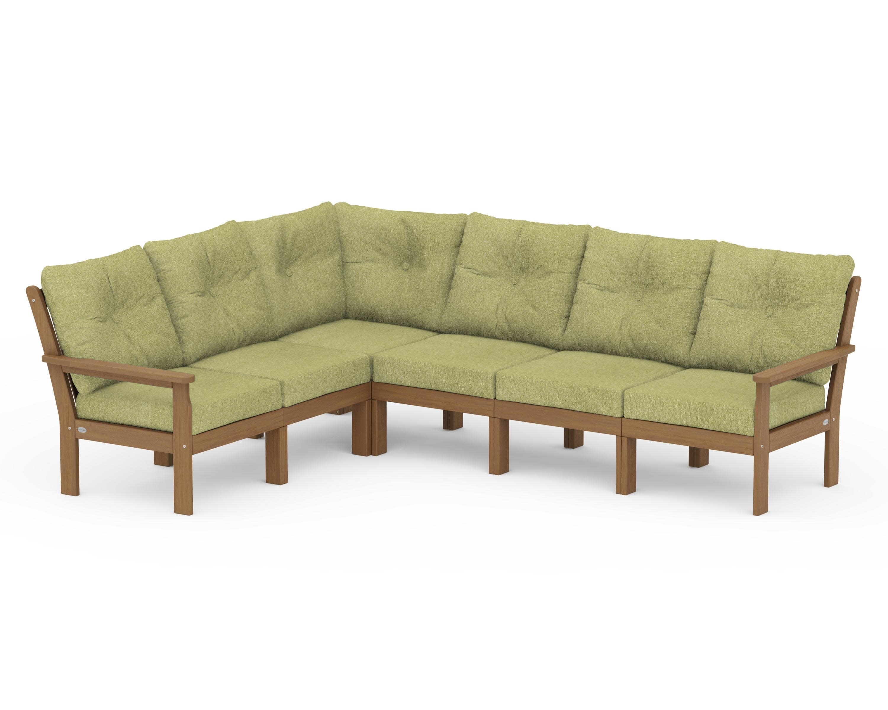 Vineyard 6-Piece Sectional in Natural / Chartreuse Boucle