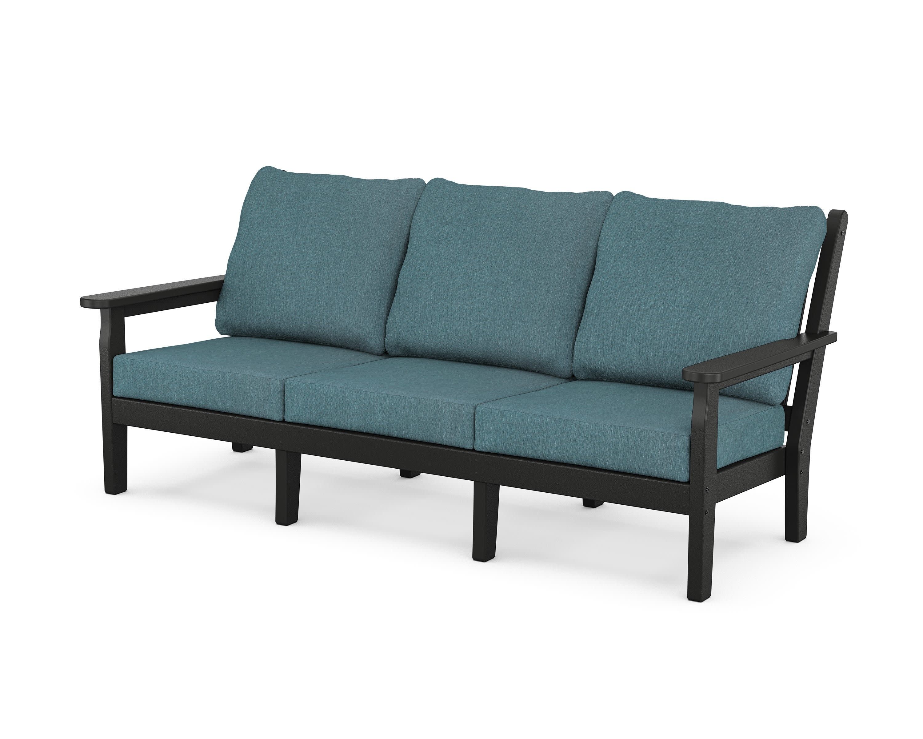Chippendale Deep Seating Sofa in Black / Ocean Teal