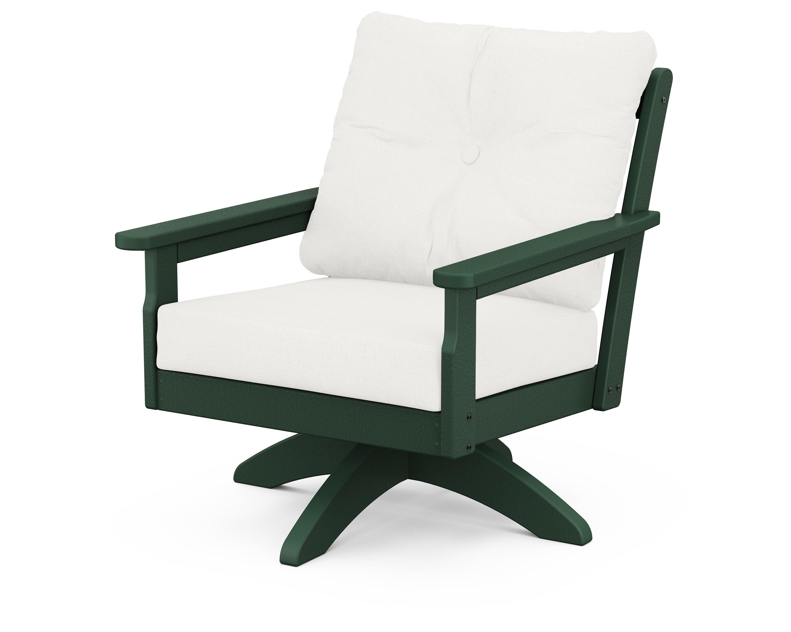 Vineyard Deep Seating Swivel Chair in Green / Natural Linen
